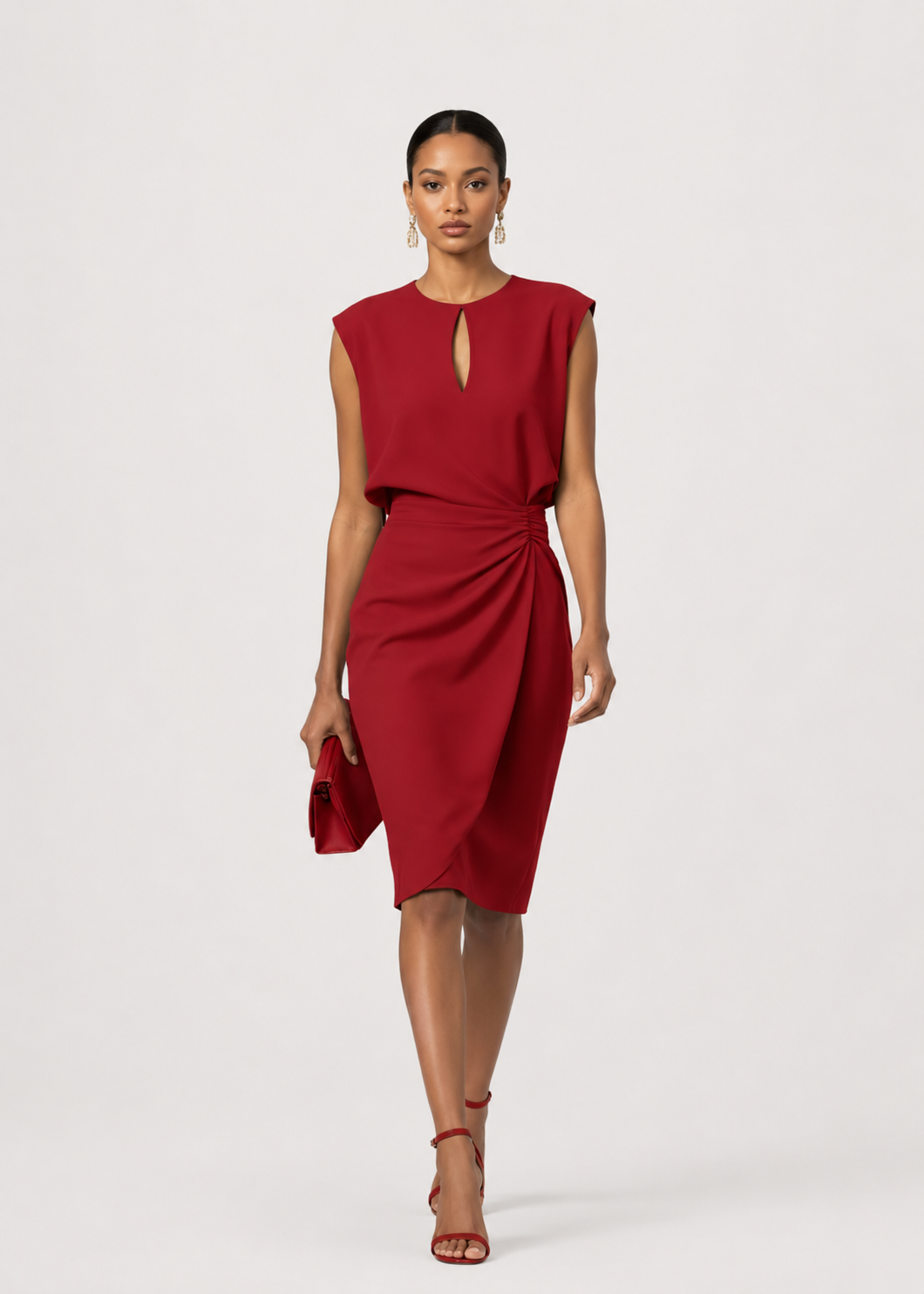 Women’s Ruched Waist Midi Dress