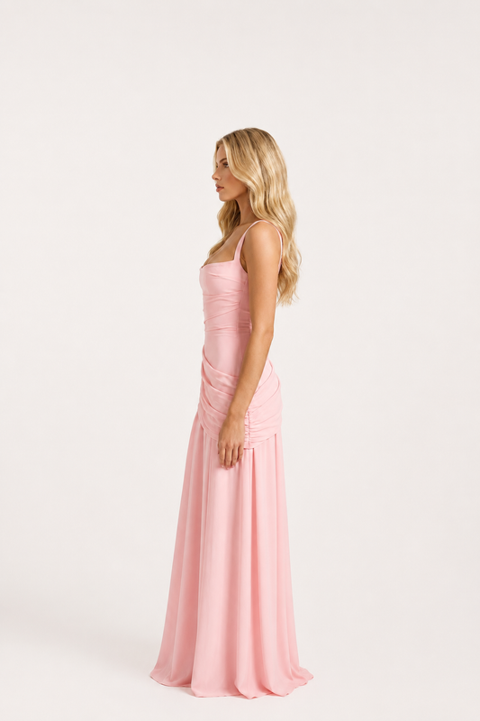 Women’s Ruched Waist Strap Maxi Dress