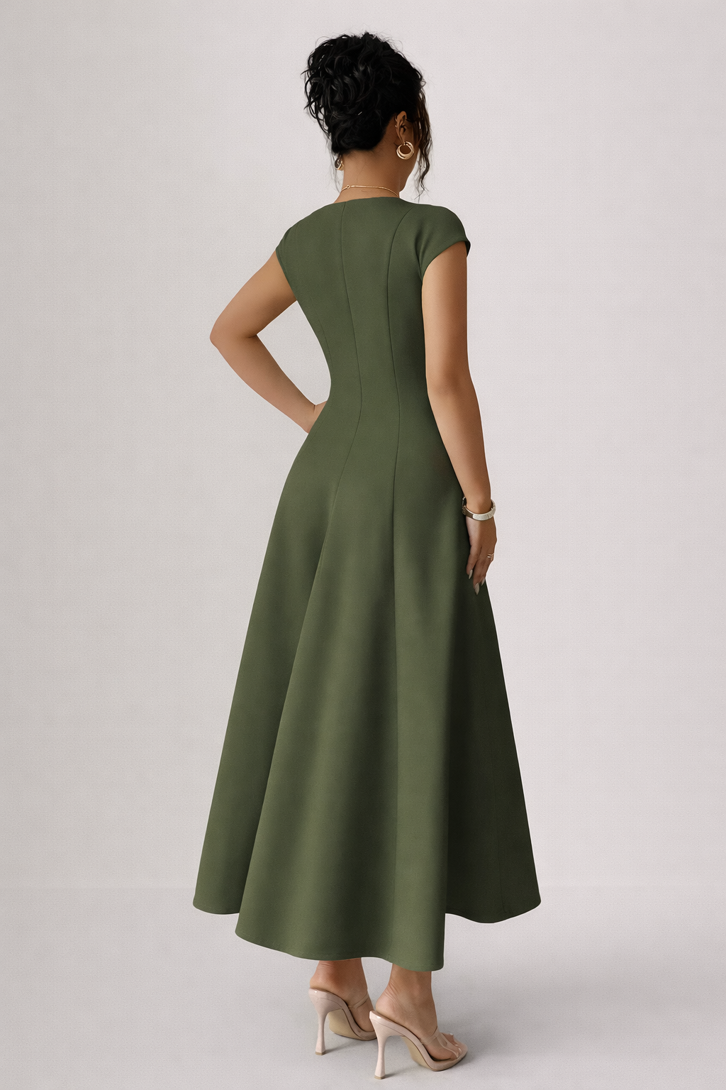 Women’s Square Neck A-Line Midi Dress