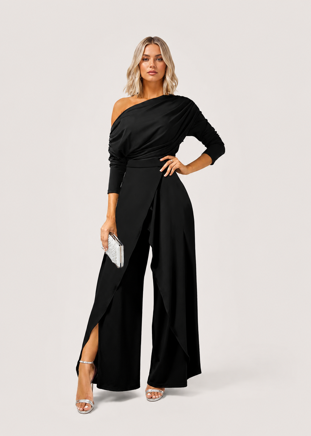 Women’s One-Shoulder Wide-Leg Jumpsuit