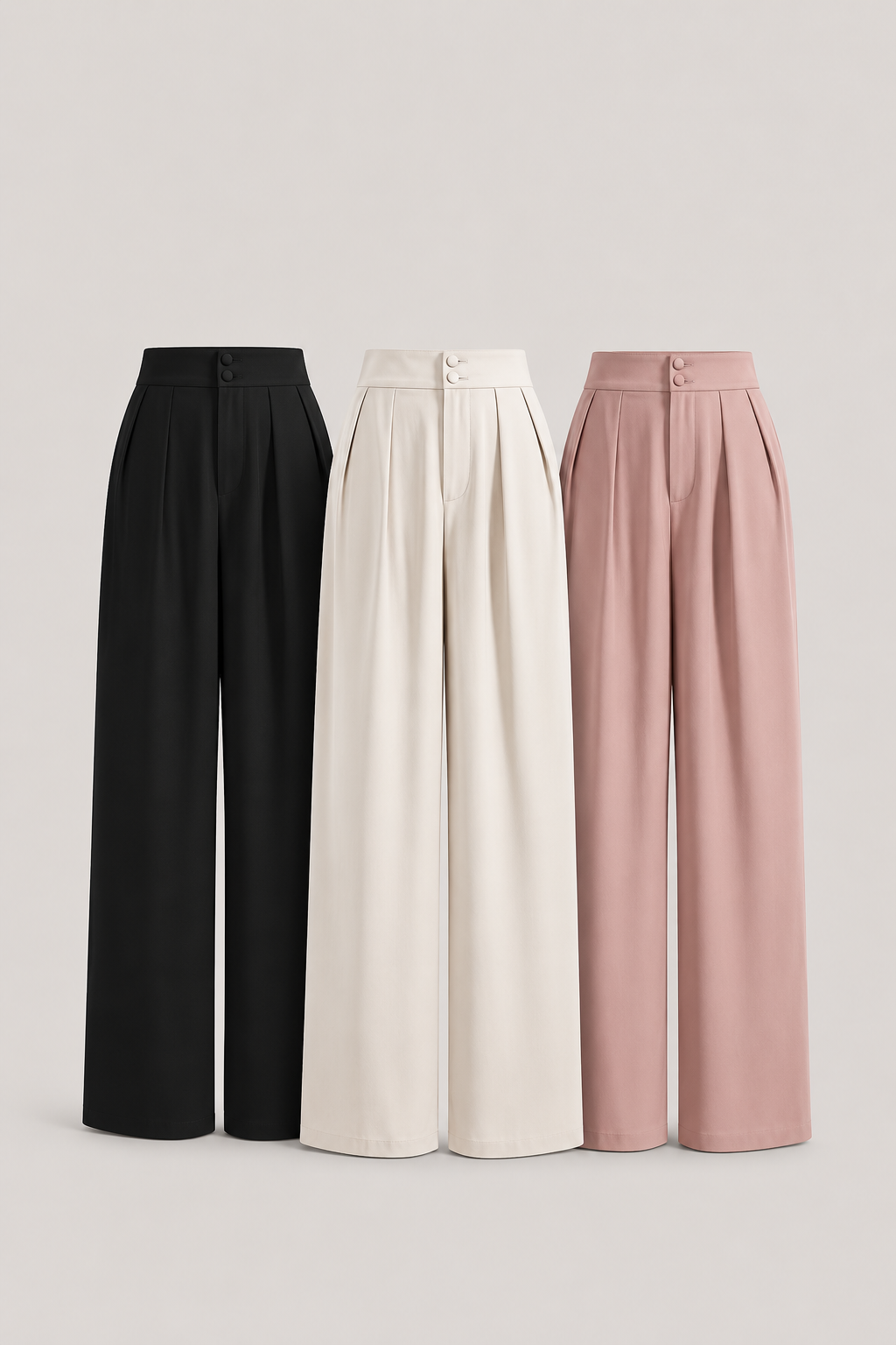 Women’s High Waist Wide Leg Pants Set (3 Pieces)