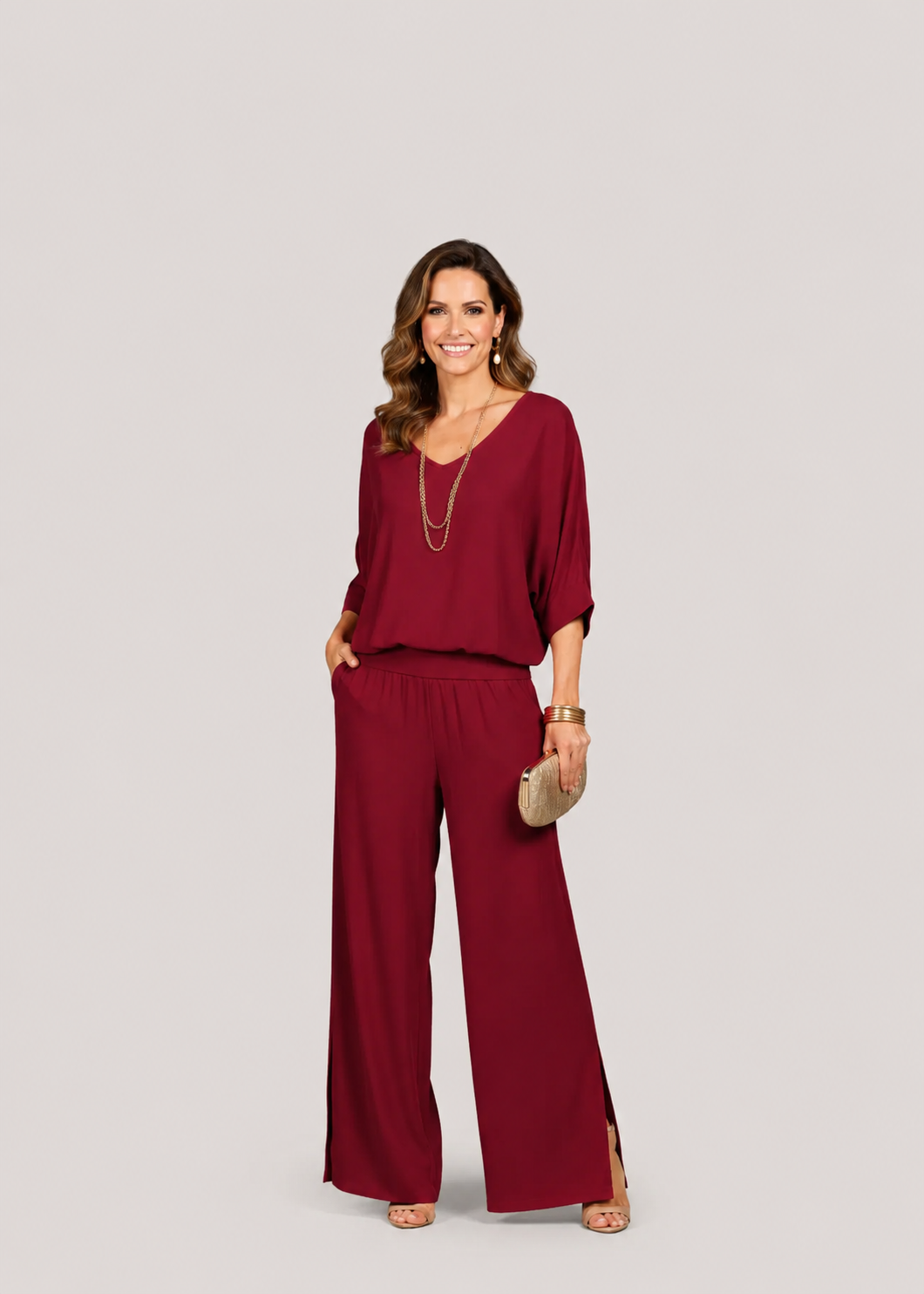 Women’s Chiffon Wide-Leg Two-Piece Set