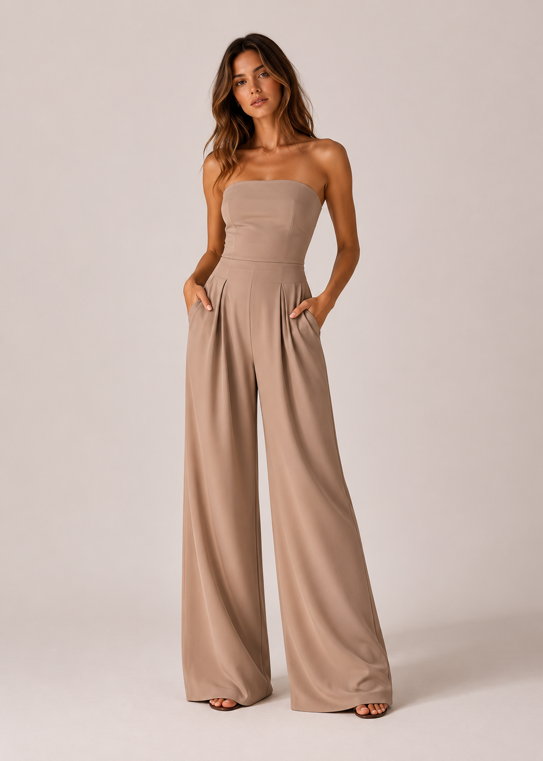 Women’s Strapless Tailored Wide-Leg Jumpsuit