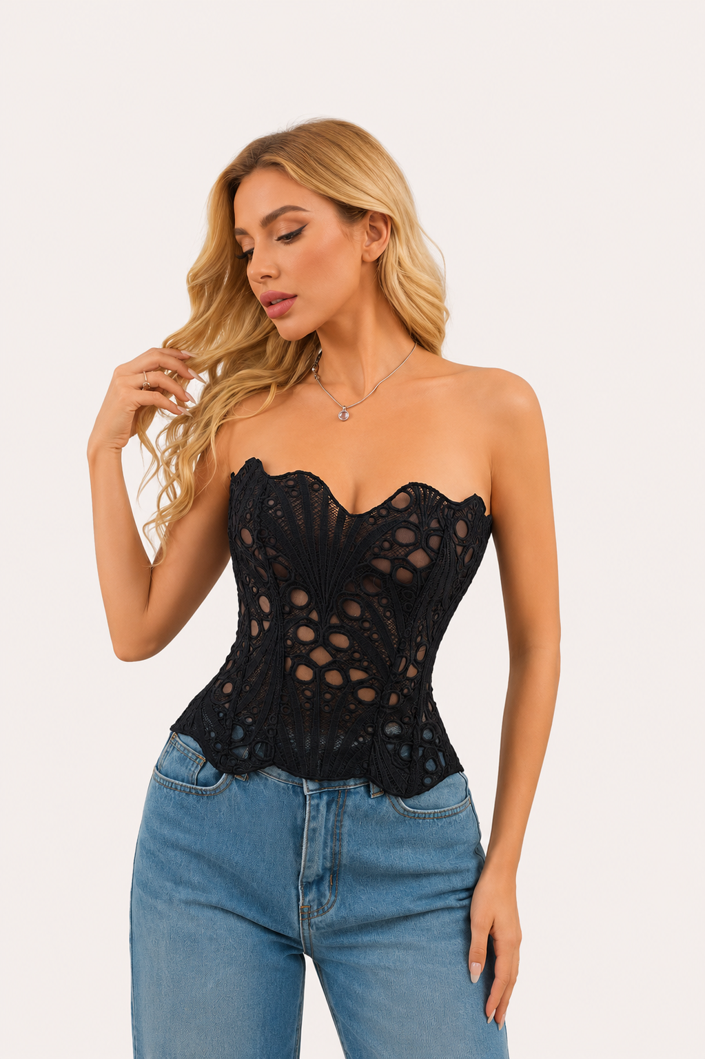 Women’s Strapless Lace Corset Top