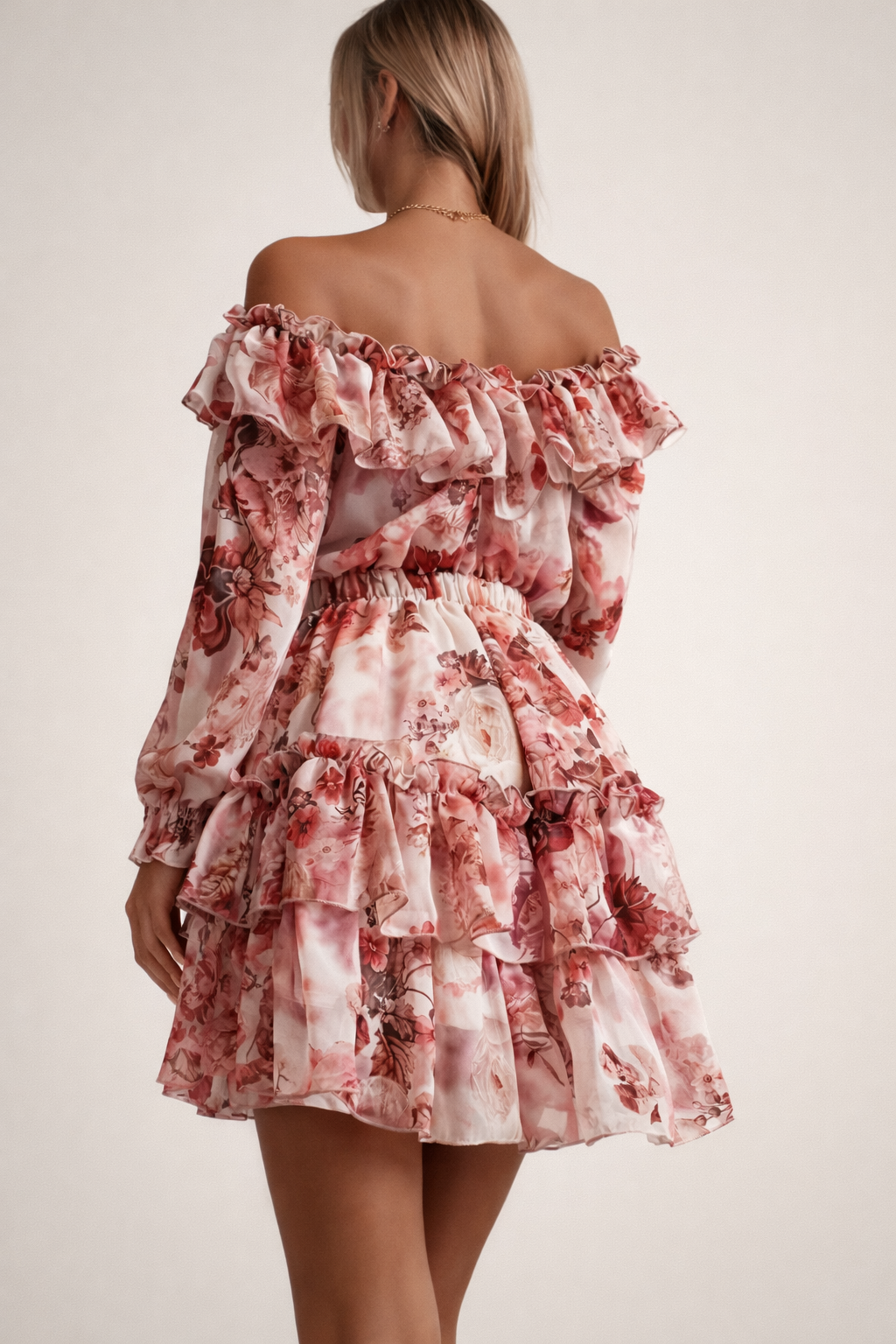 Women’s Off-Shoulder Floral Ruffle Mini Dress