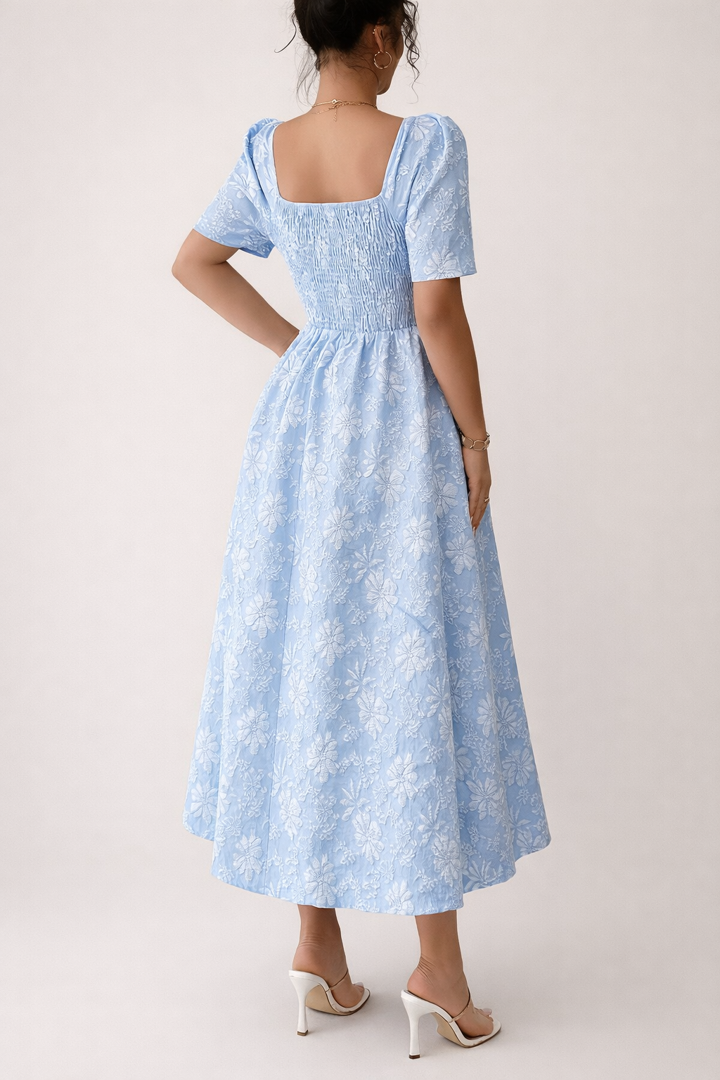 Women’s Light Blue Textured Midi Dress