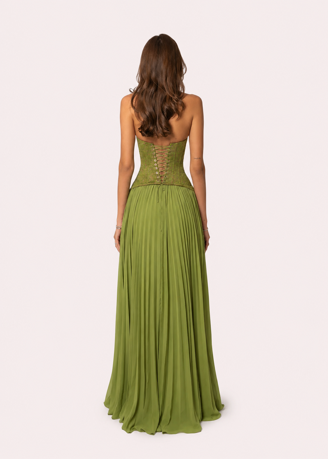Women's Halter Corset Pleated Maxi Dress