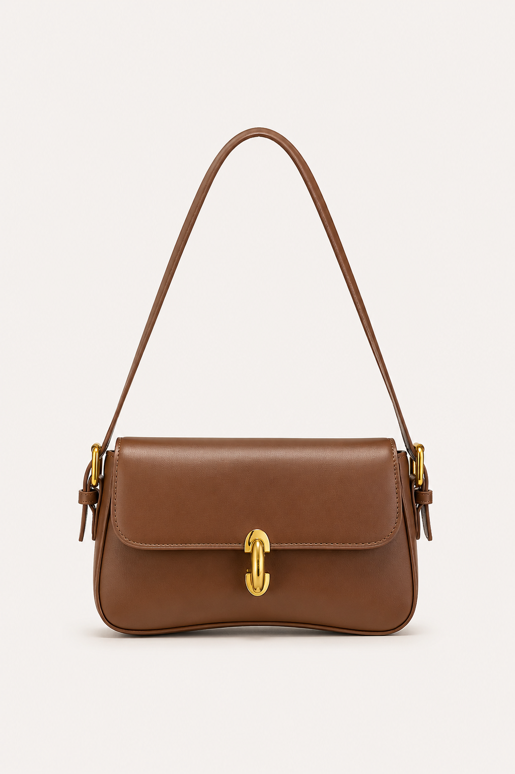 Women’s Structured Flap Shoulder Bag with Adjustable Strap