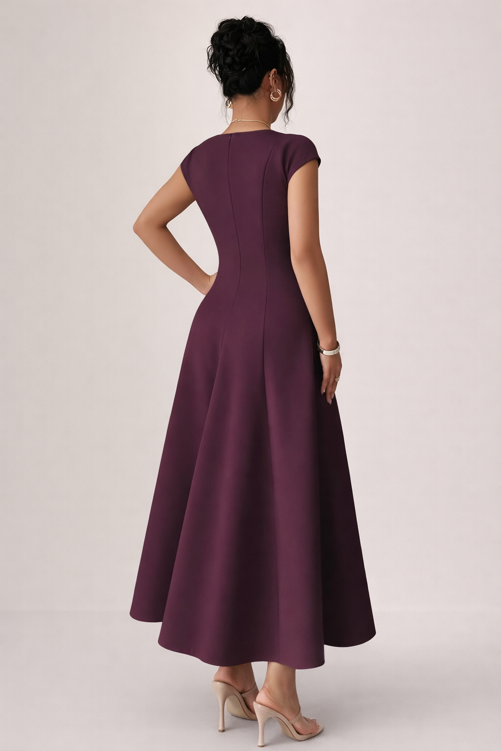 Women’s Square Neck A-Line Midi Dress
