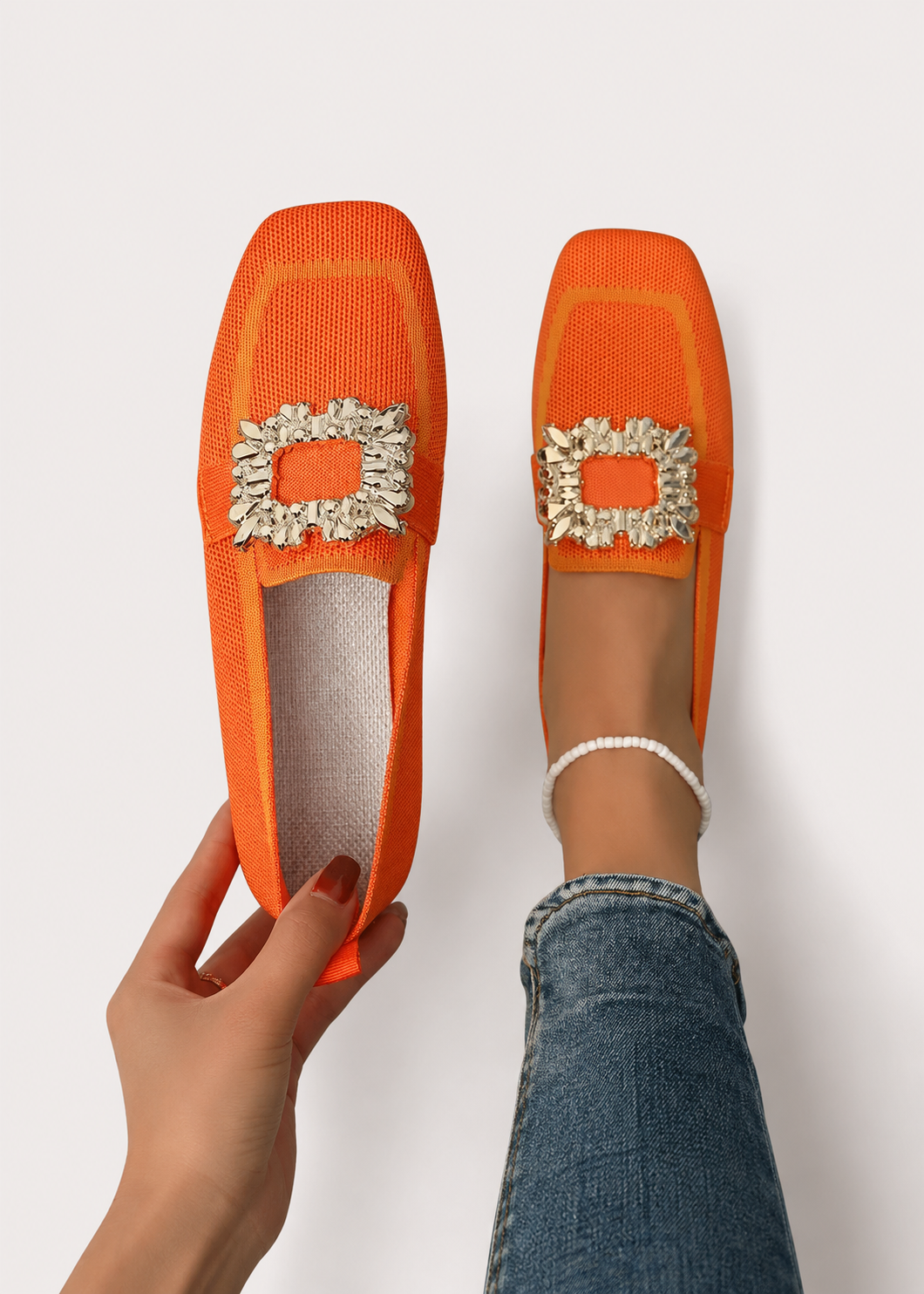 Women’s Embellished Square-Toe Loafers