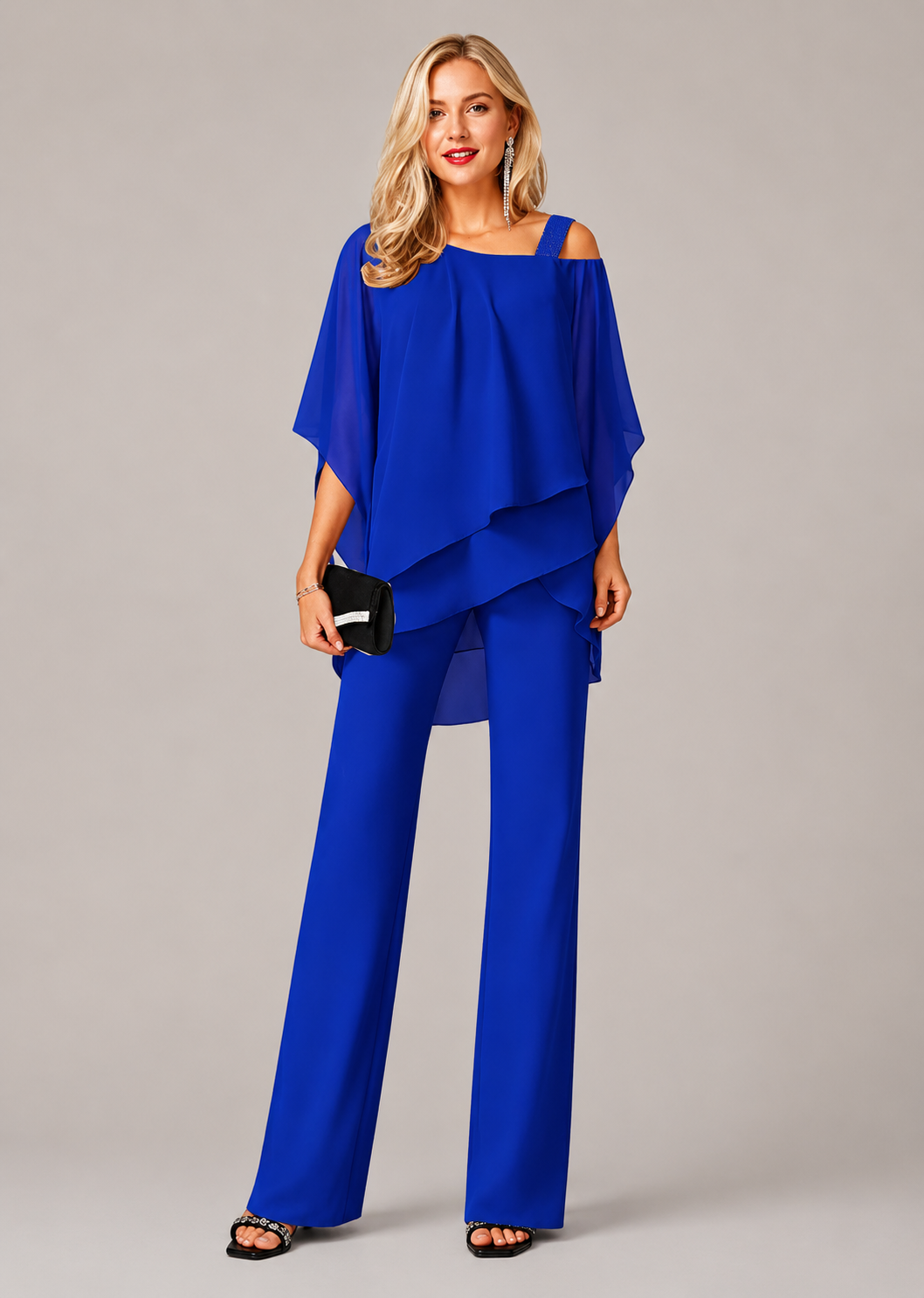 Women’s Cape Overlay Wide Leg Pant Set