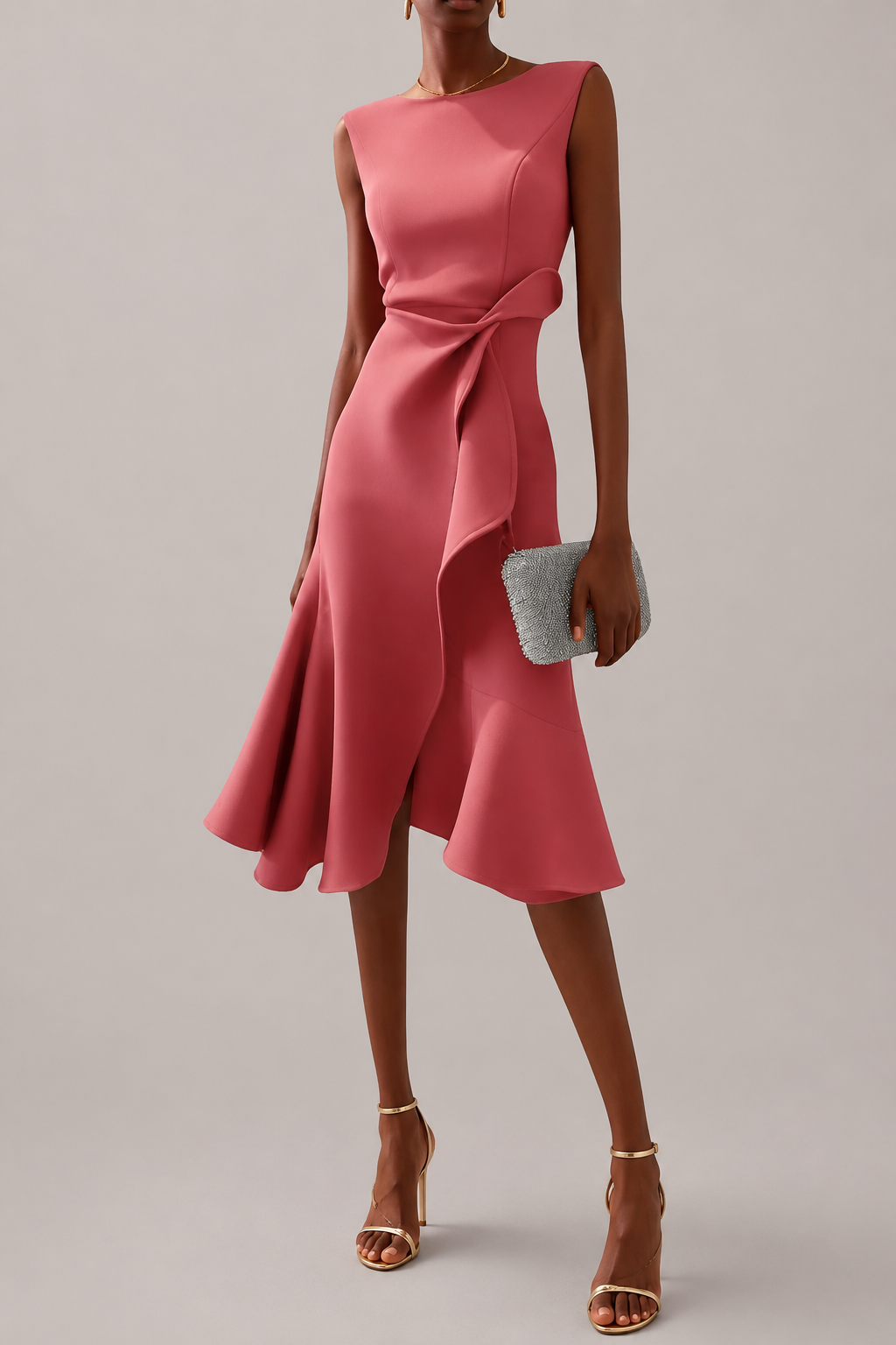 Women’s Draped Asymmetric Midi Dress