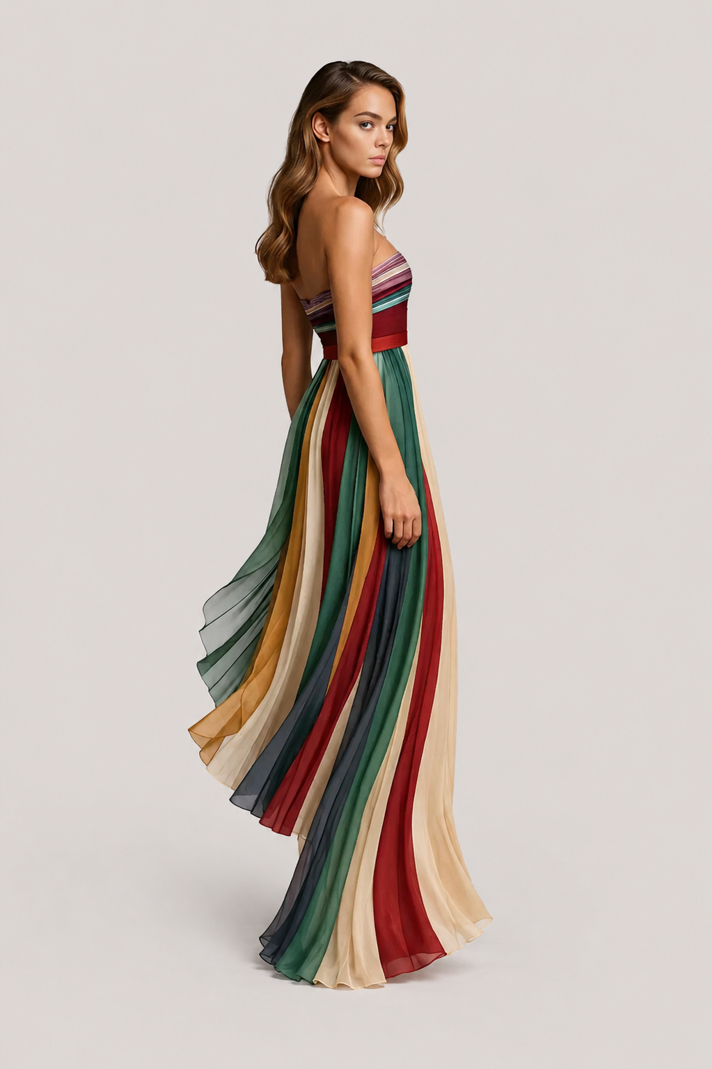 Women’s Strapless Pleated Maxi Dress
