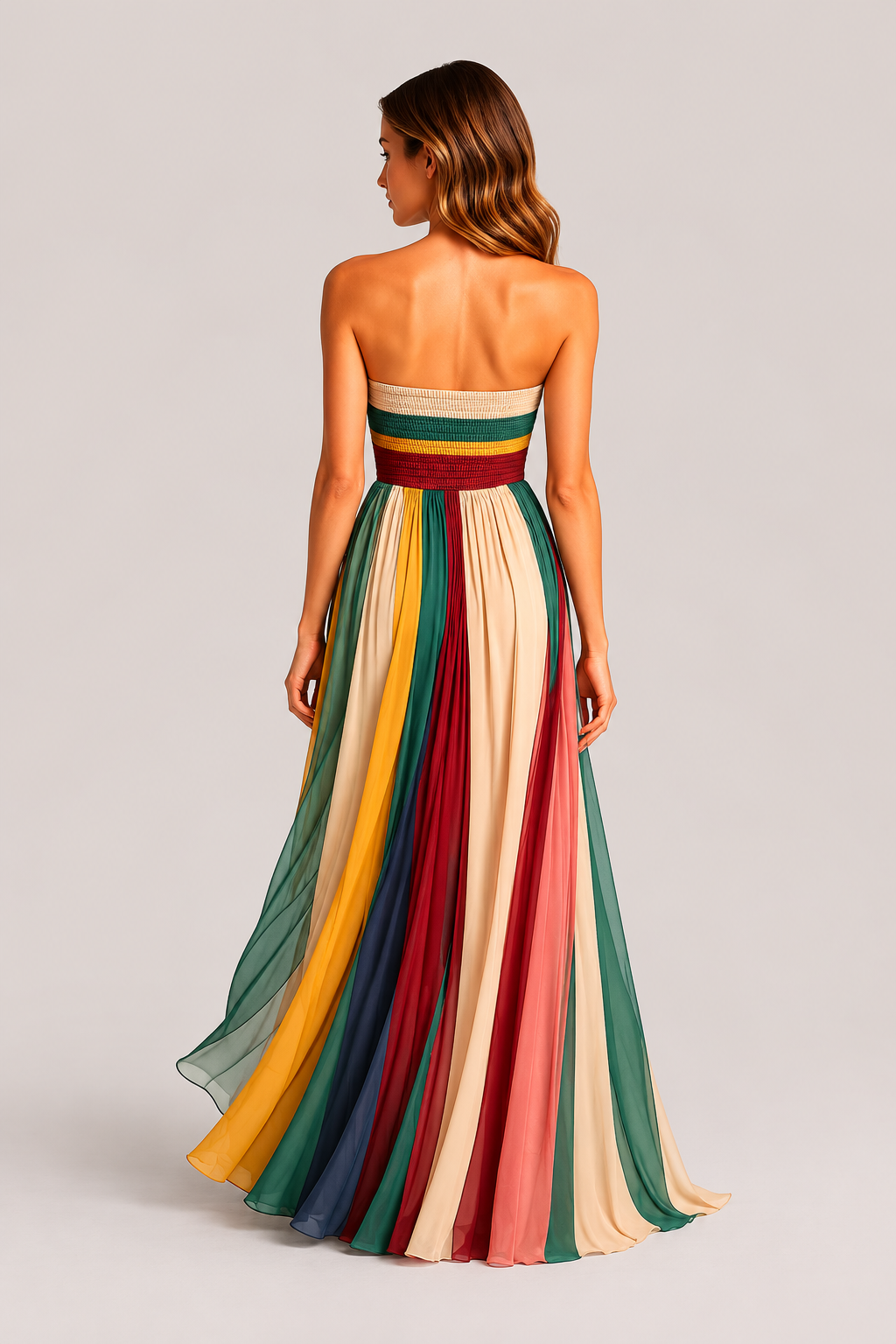 Women’s Strapless Pleated Maxi Dress