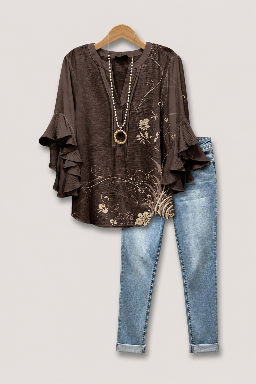 Women’s Floral Ruffle Sleeve Blouse