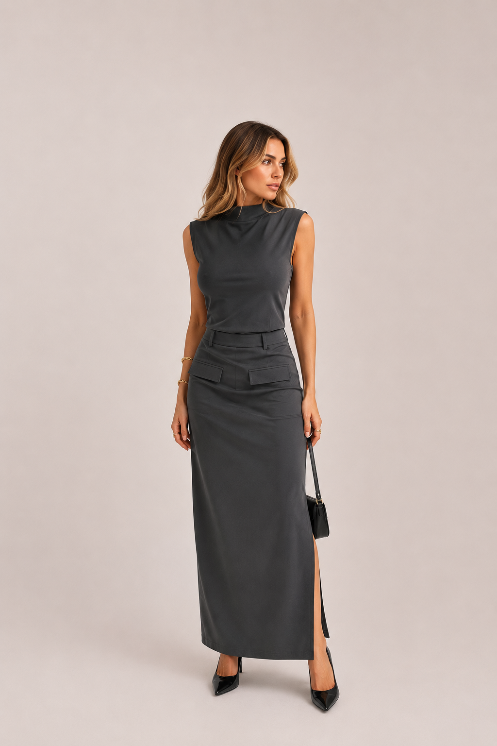Sleeveless Top and Midi Skirt Set