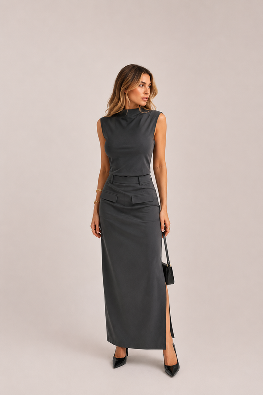 Sleeveless Top and Midi Skirt Set