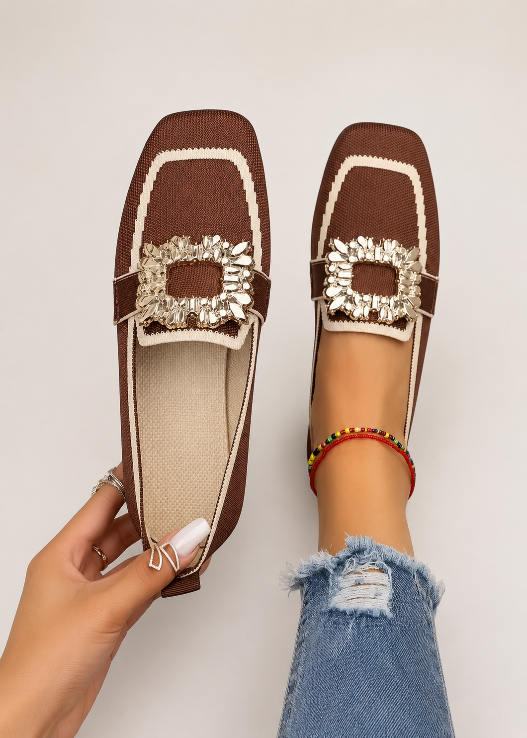 Women’s Embellished Square-Toe Loafers