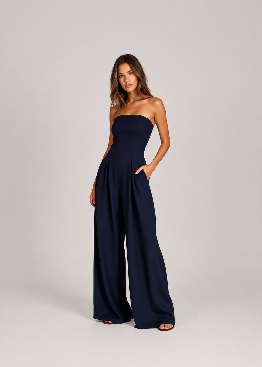 Women’s Strapless Tailored Wide-Leg Jumpsuit