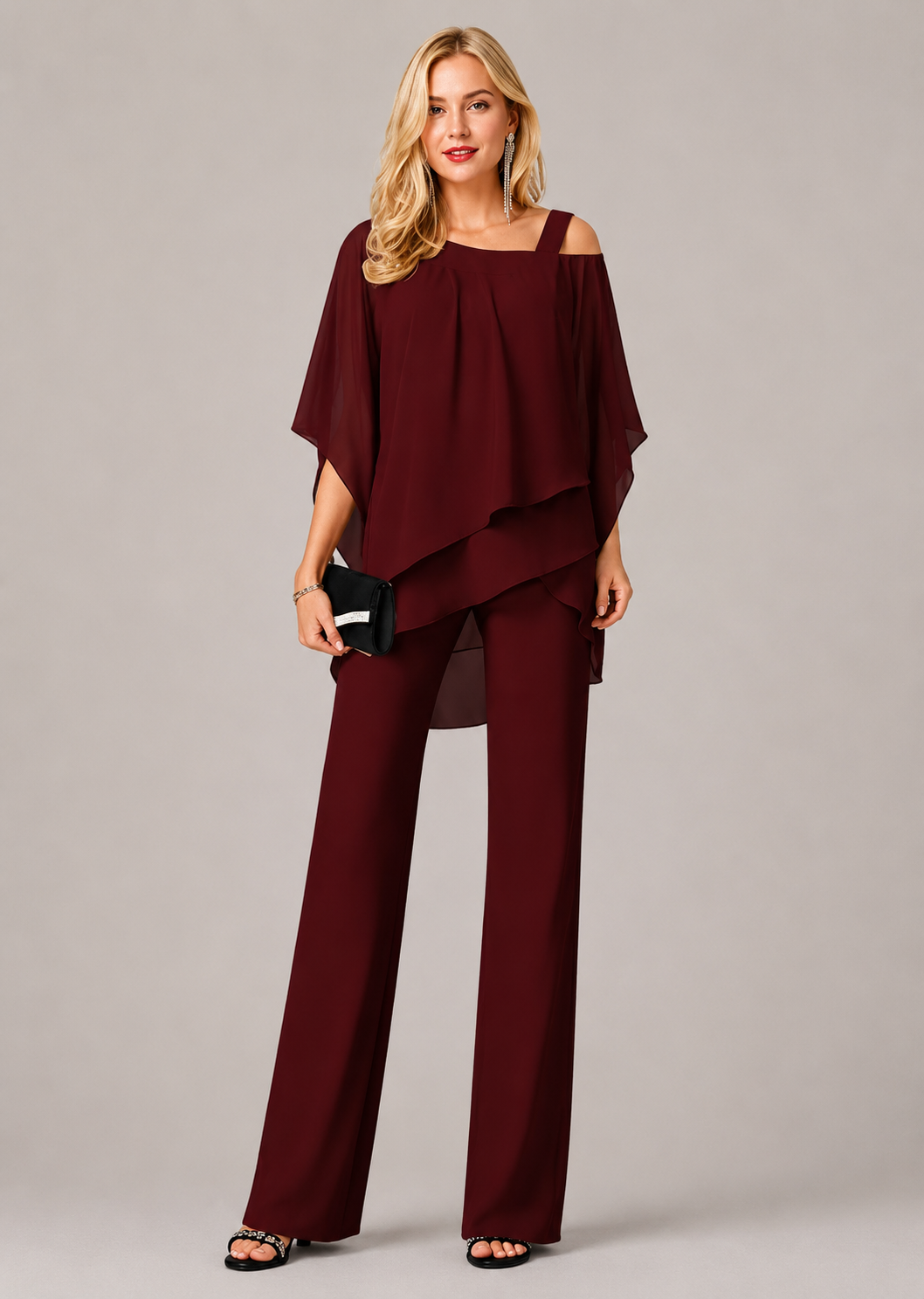 Women’s Cape Overlay Wide Leg Pant Set