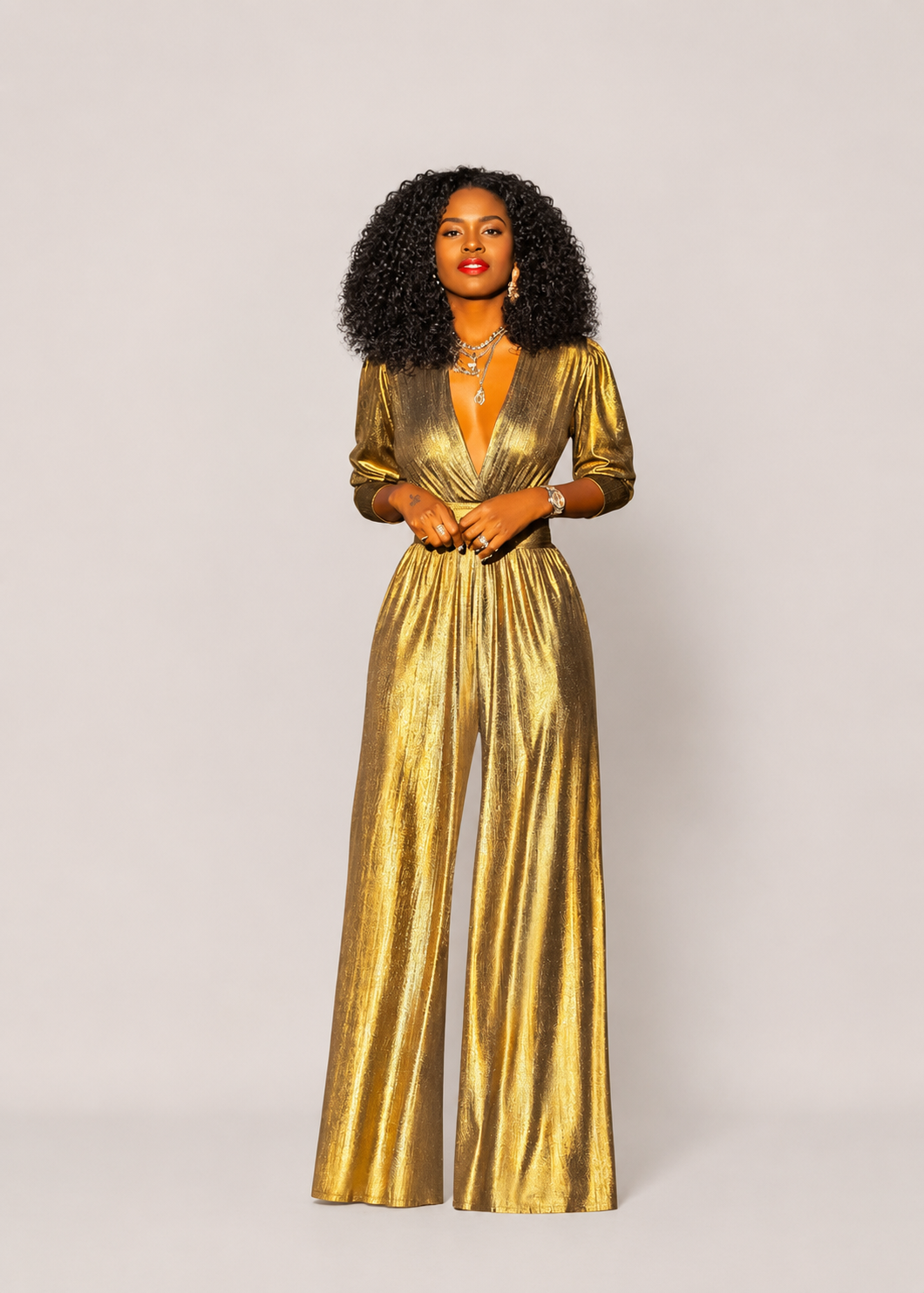 Women’s V-Neck Wide-Leg Jumpsuit