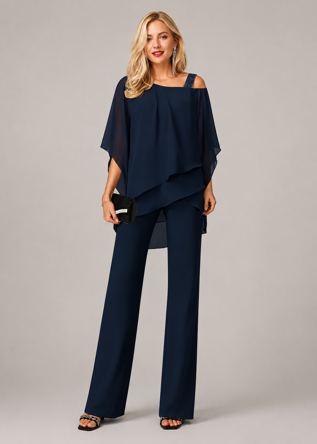 Women’s Cape Overlay Wide Leg Pant Set