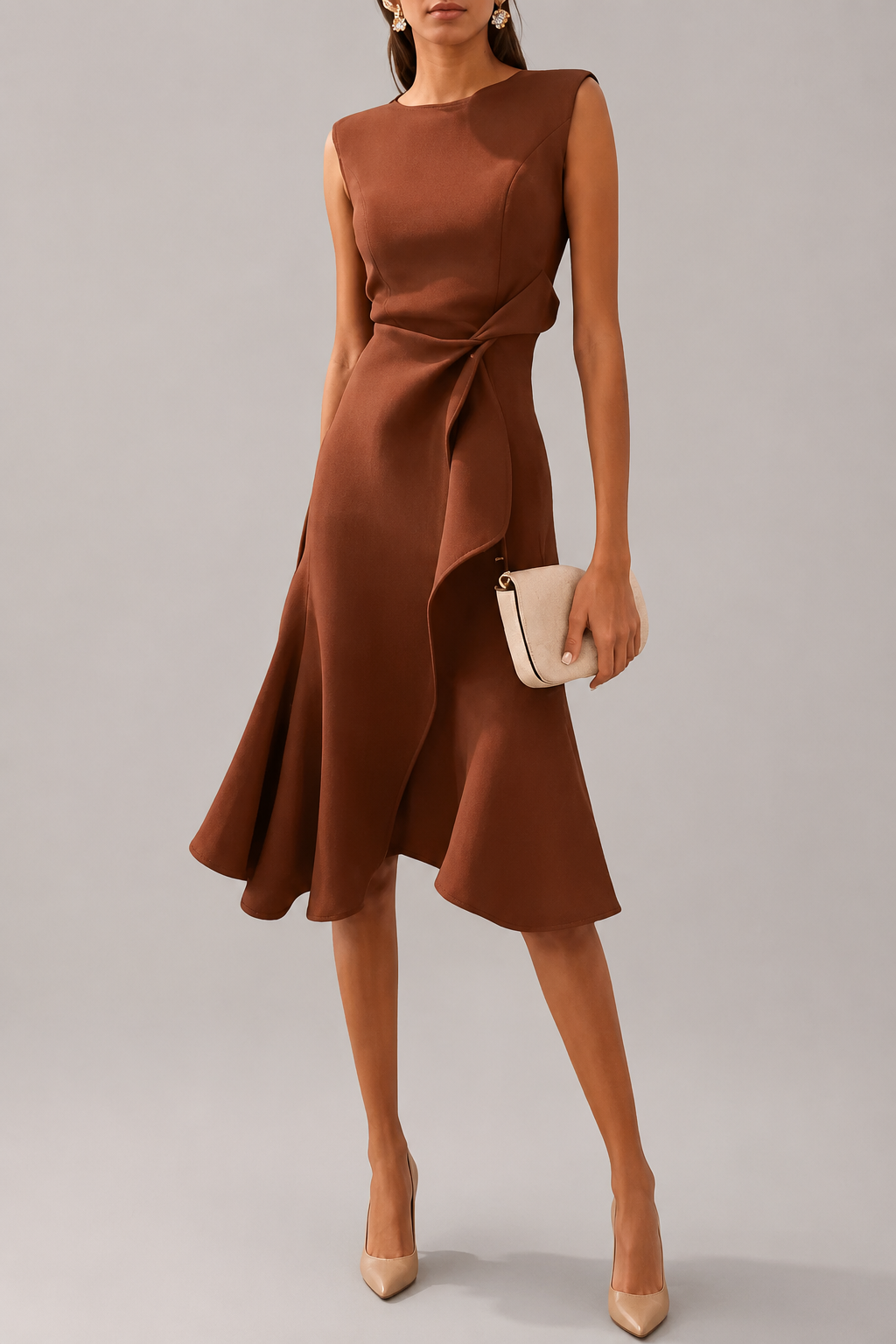 Women’s Draped Asymmetric Midi Dress