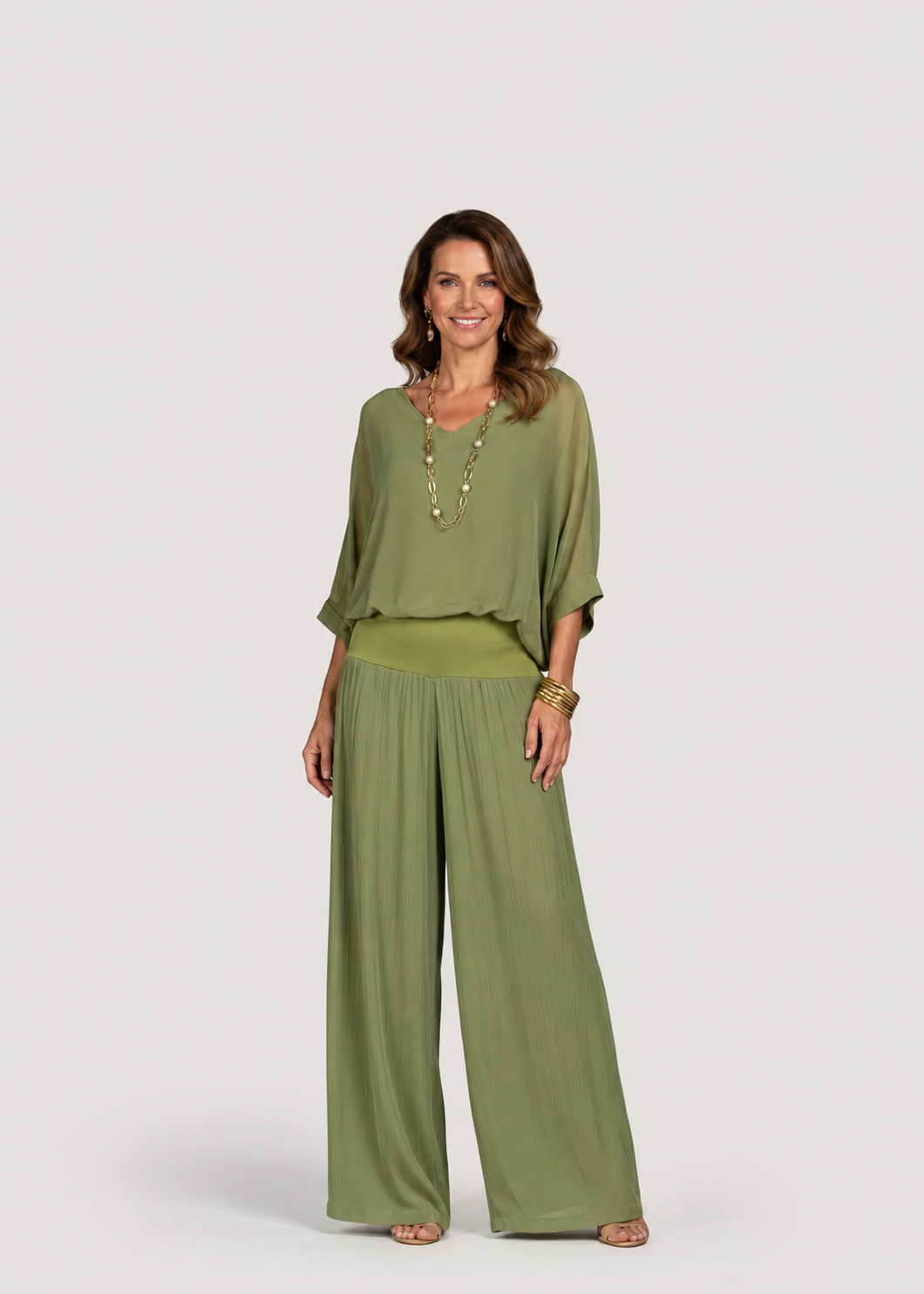 Women’s Chiffon Wide-Leg Two-Piece Set