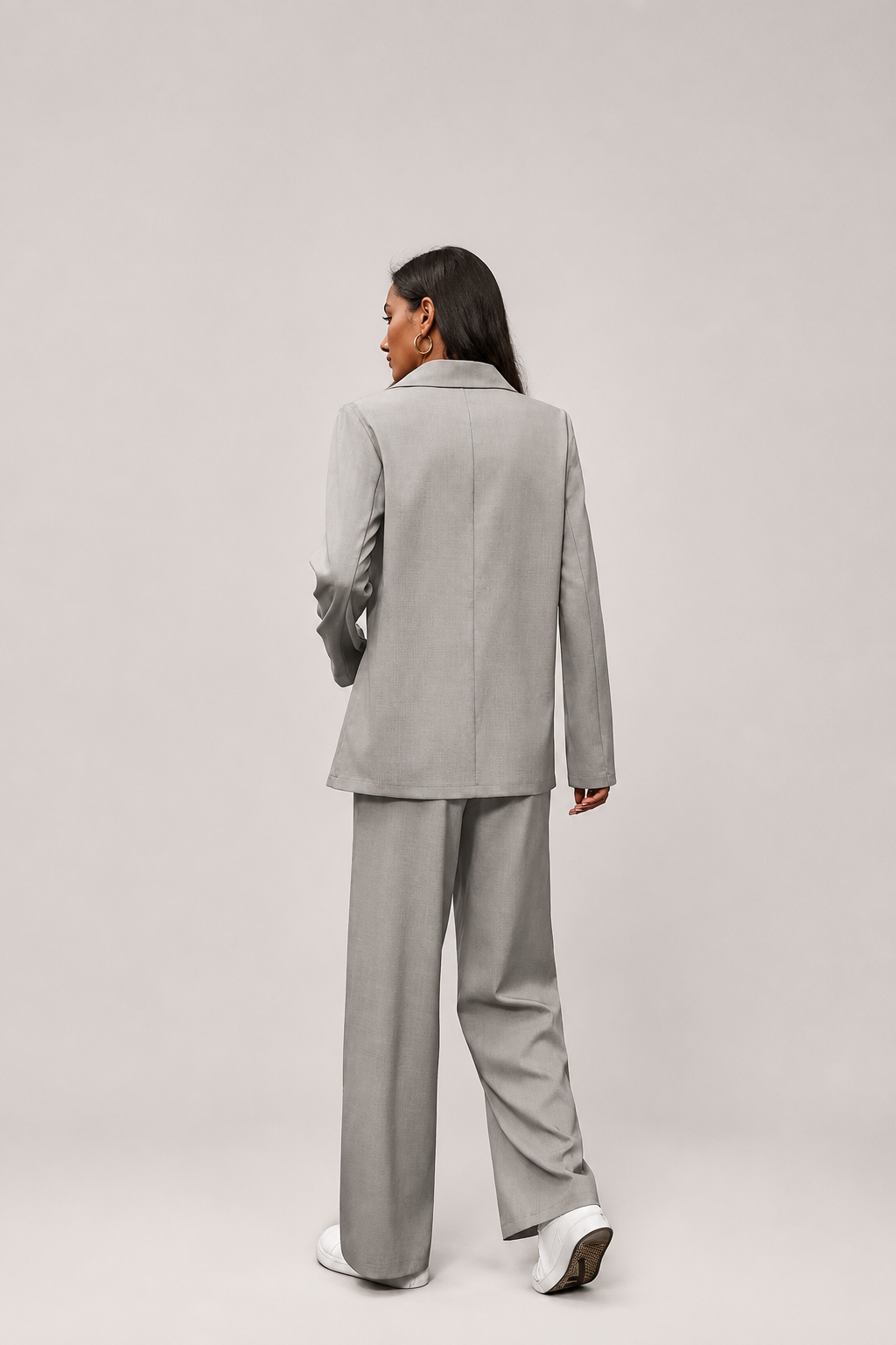 Women’s Double-Breasted Blazer and Wide-Leg Pants Set