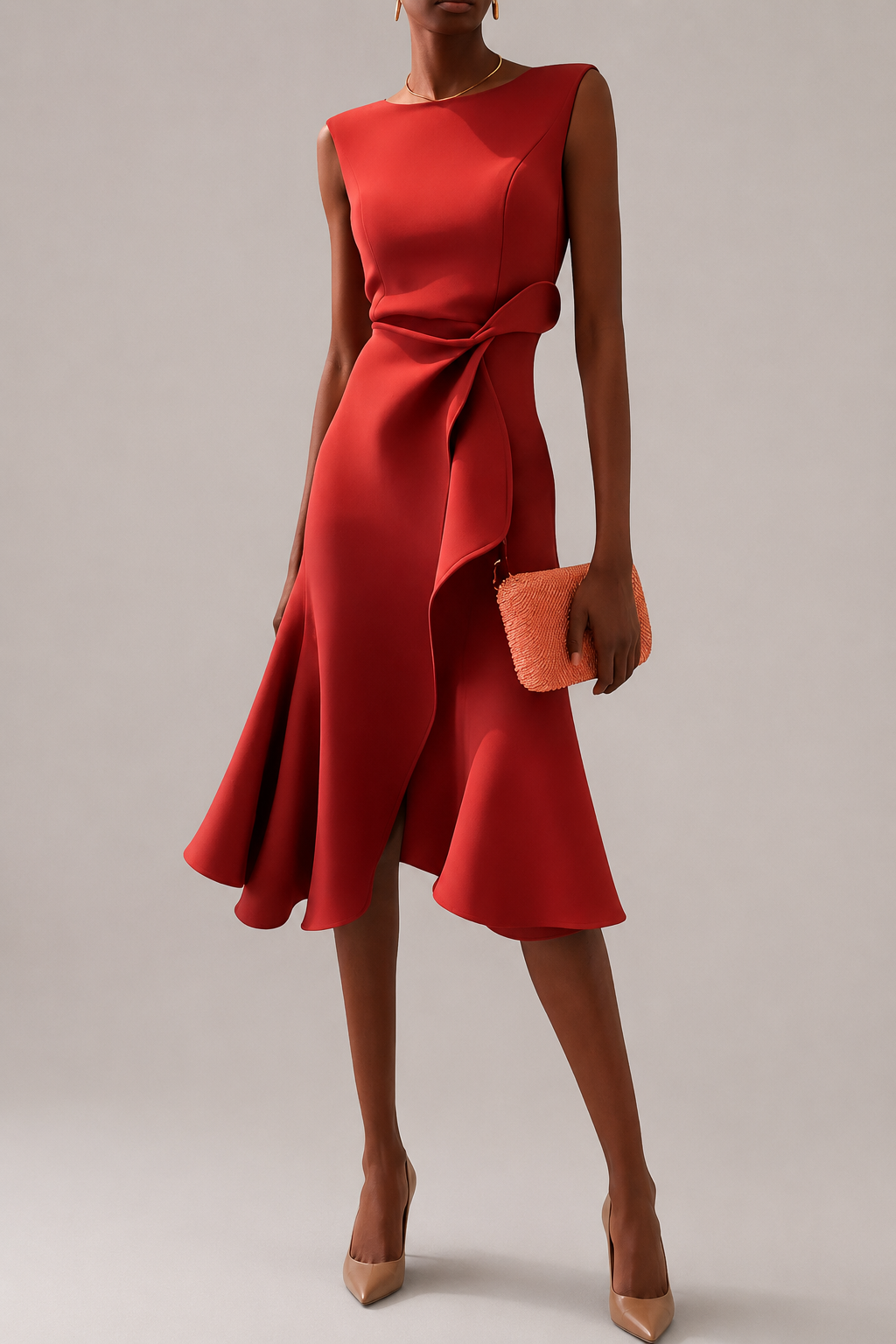 Women’s Draped Asymmetric Midi Dress