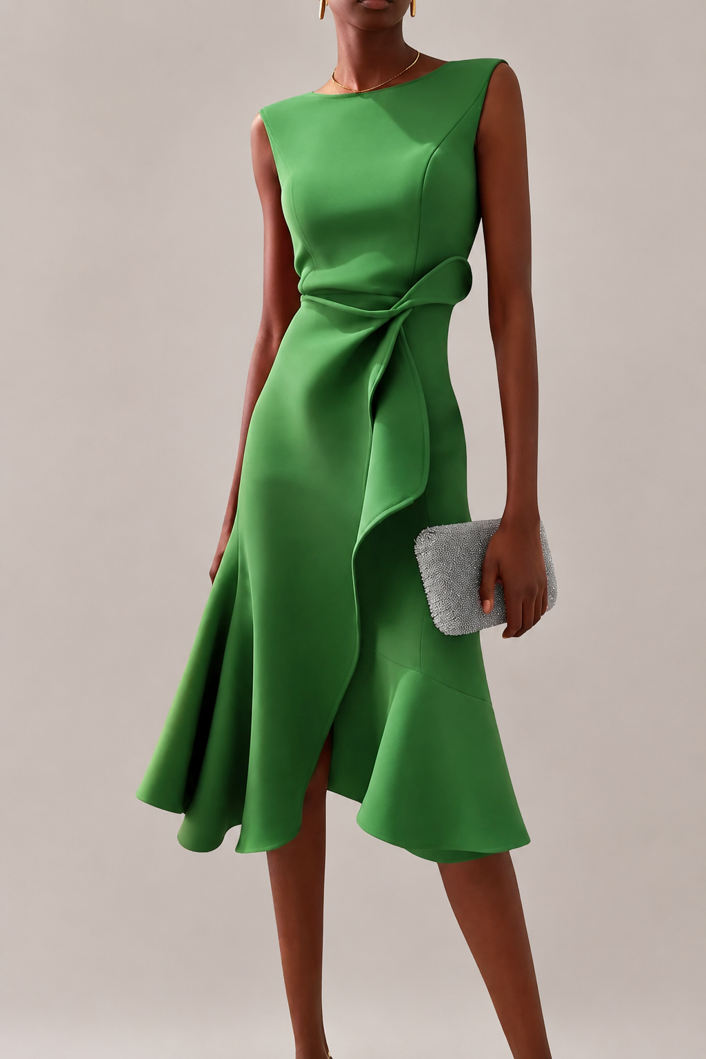 Women’s Draped Asymmetric Midi Dress