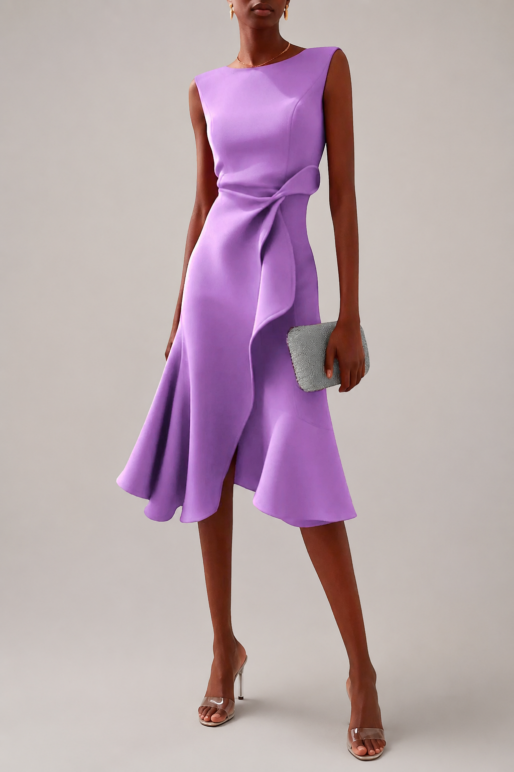 Women’s Draped Asymmetric Midi Dress