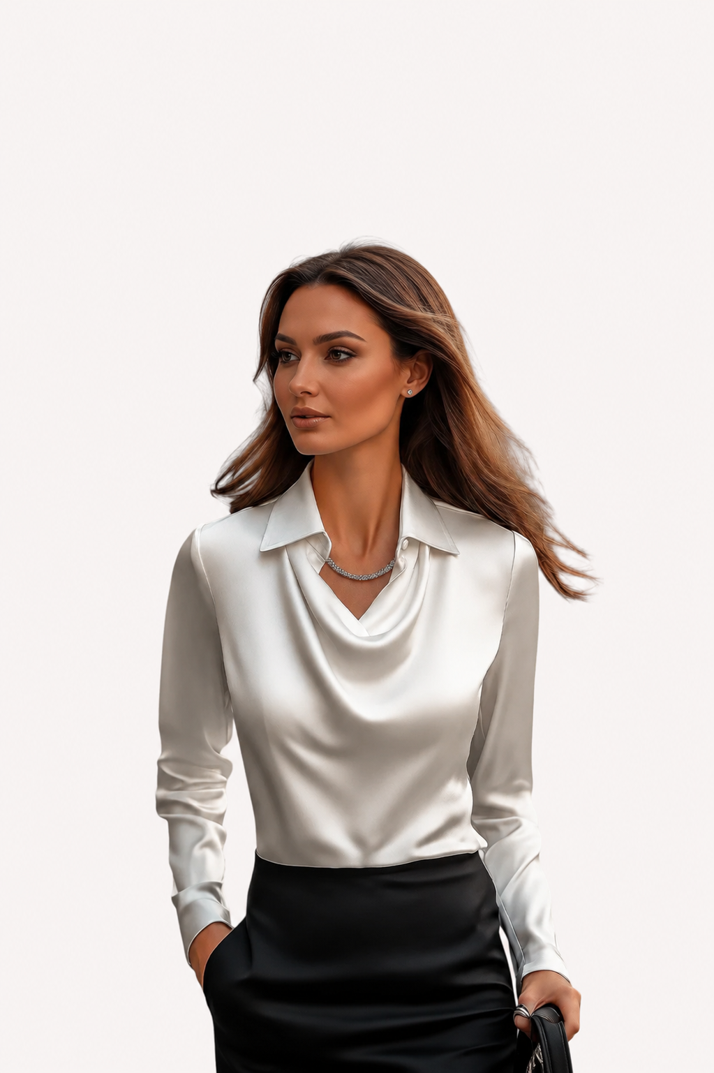 Women’s Draped Neck Long Sleeve Blouse