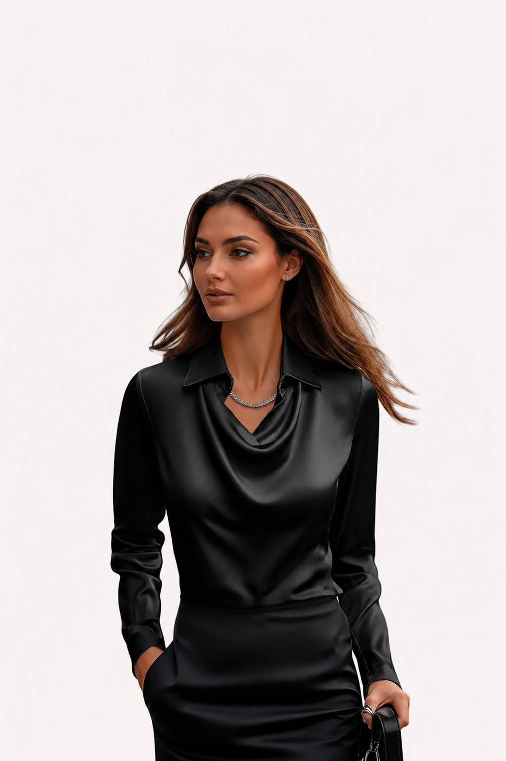 Women’s Draped Neck Long Sleeve Blouse