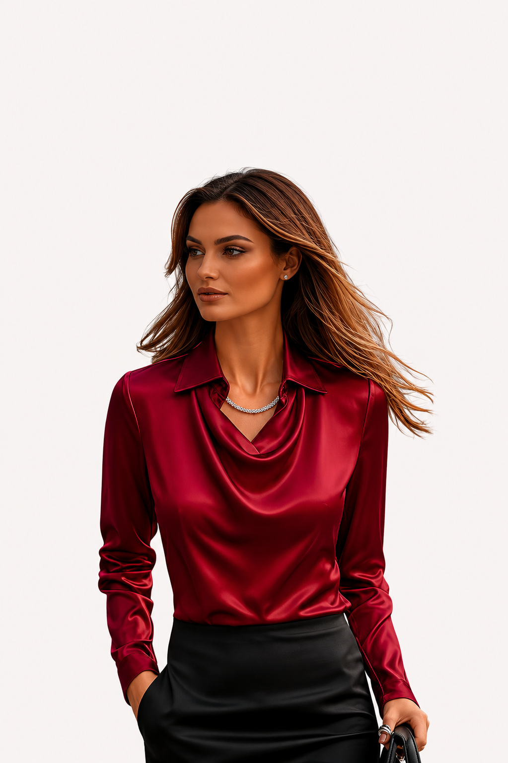 Women’s Draped Neck Long Sleeve Blouse