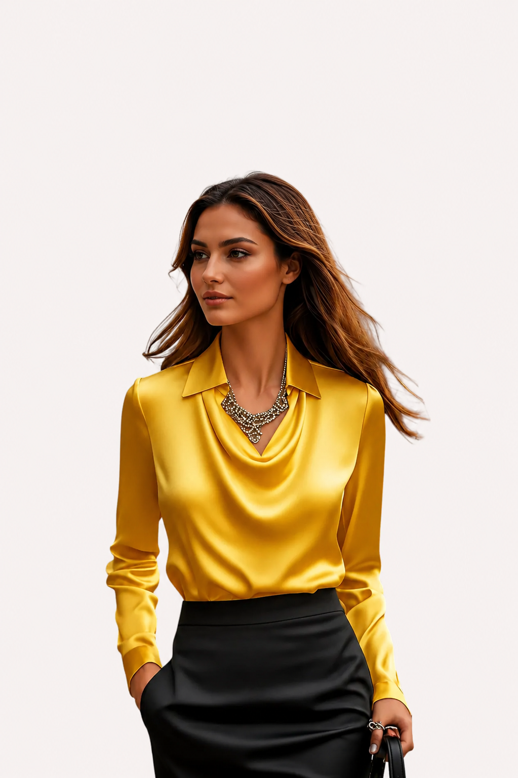 Women’s Draped Neck Long Sleeve Blouse