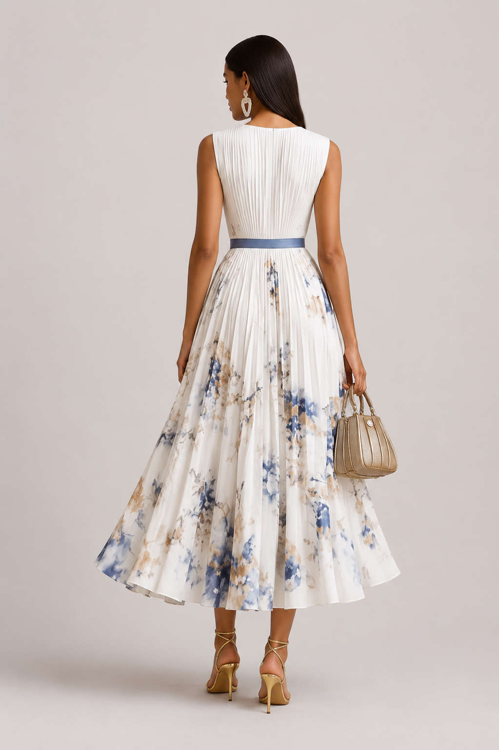Women’s Floral Pleated Midi Dress