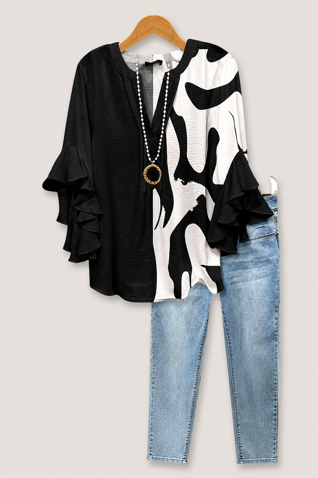 Women’s Floral Ruffle Sleeve Blouse