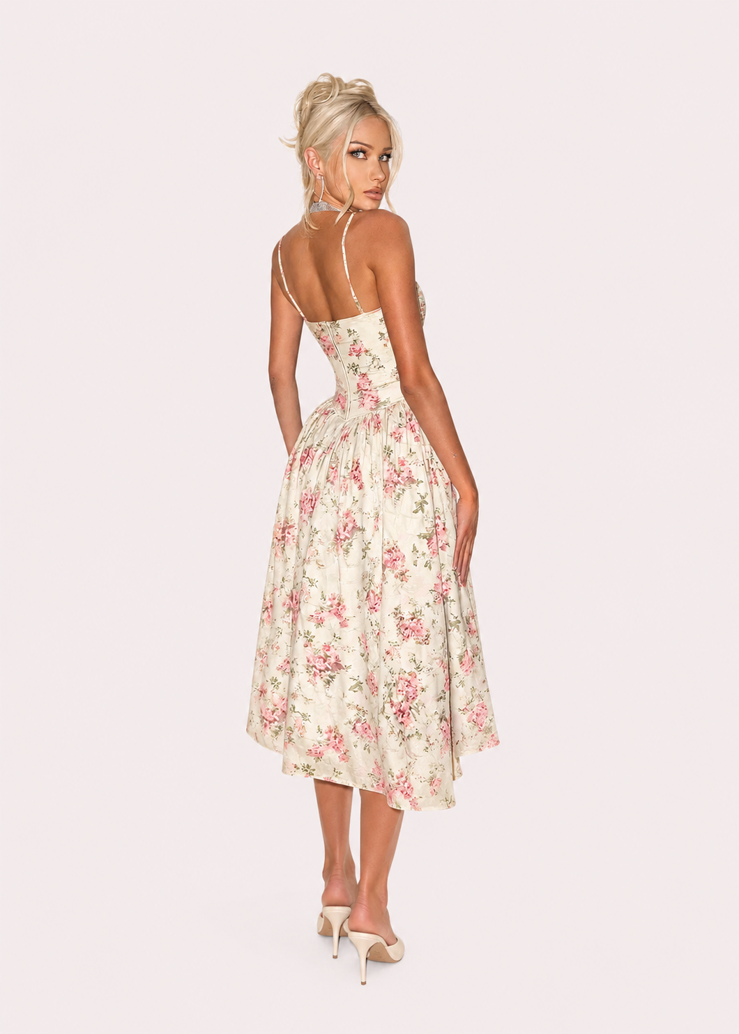 Women's Floral Strap Midi Dress