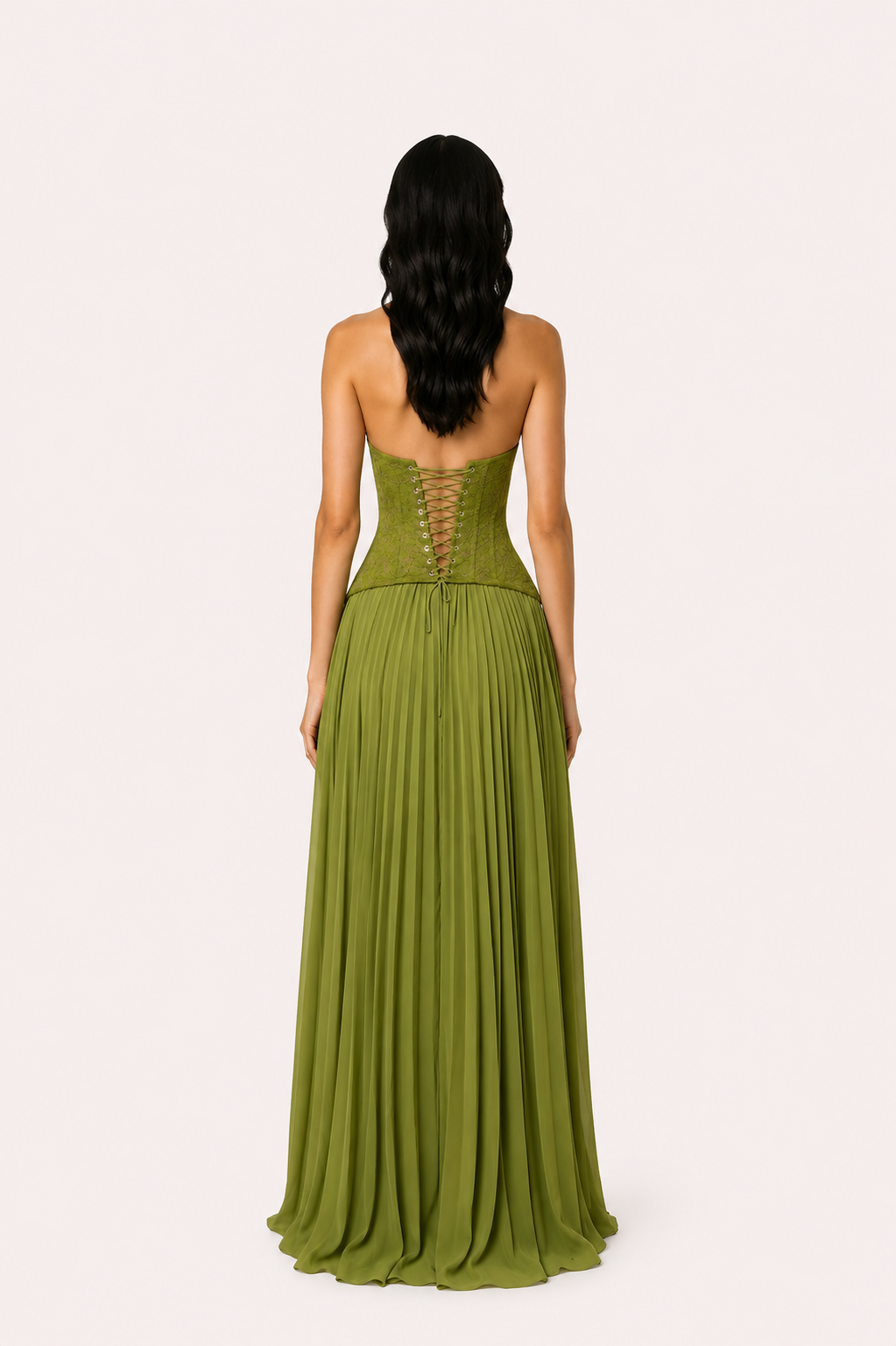 Women’s Halter Neck Lace Bodice Maxi Dress