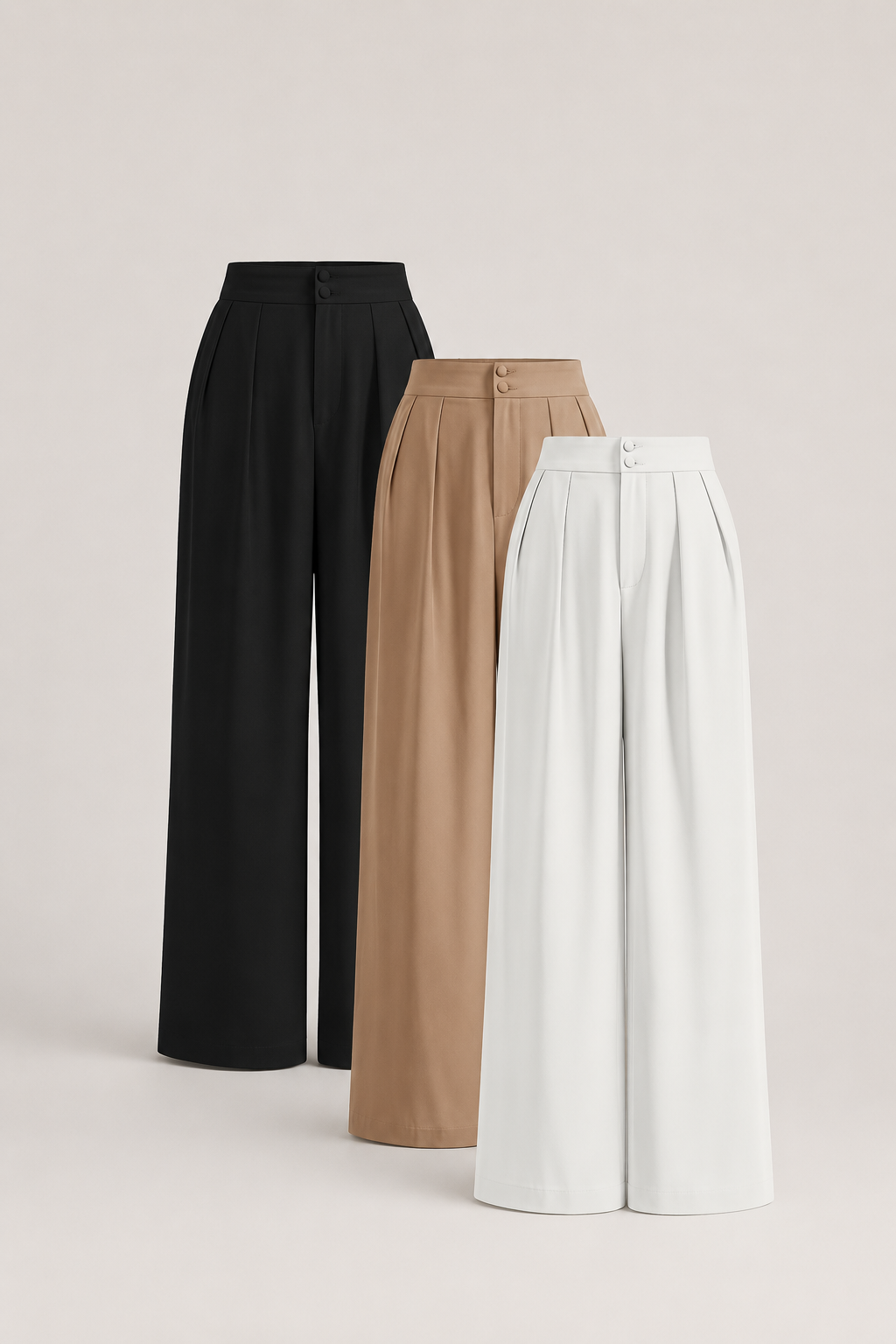 Women’s High Waist Wide Leg Pants Set (3 Pieces)