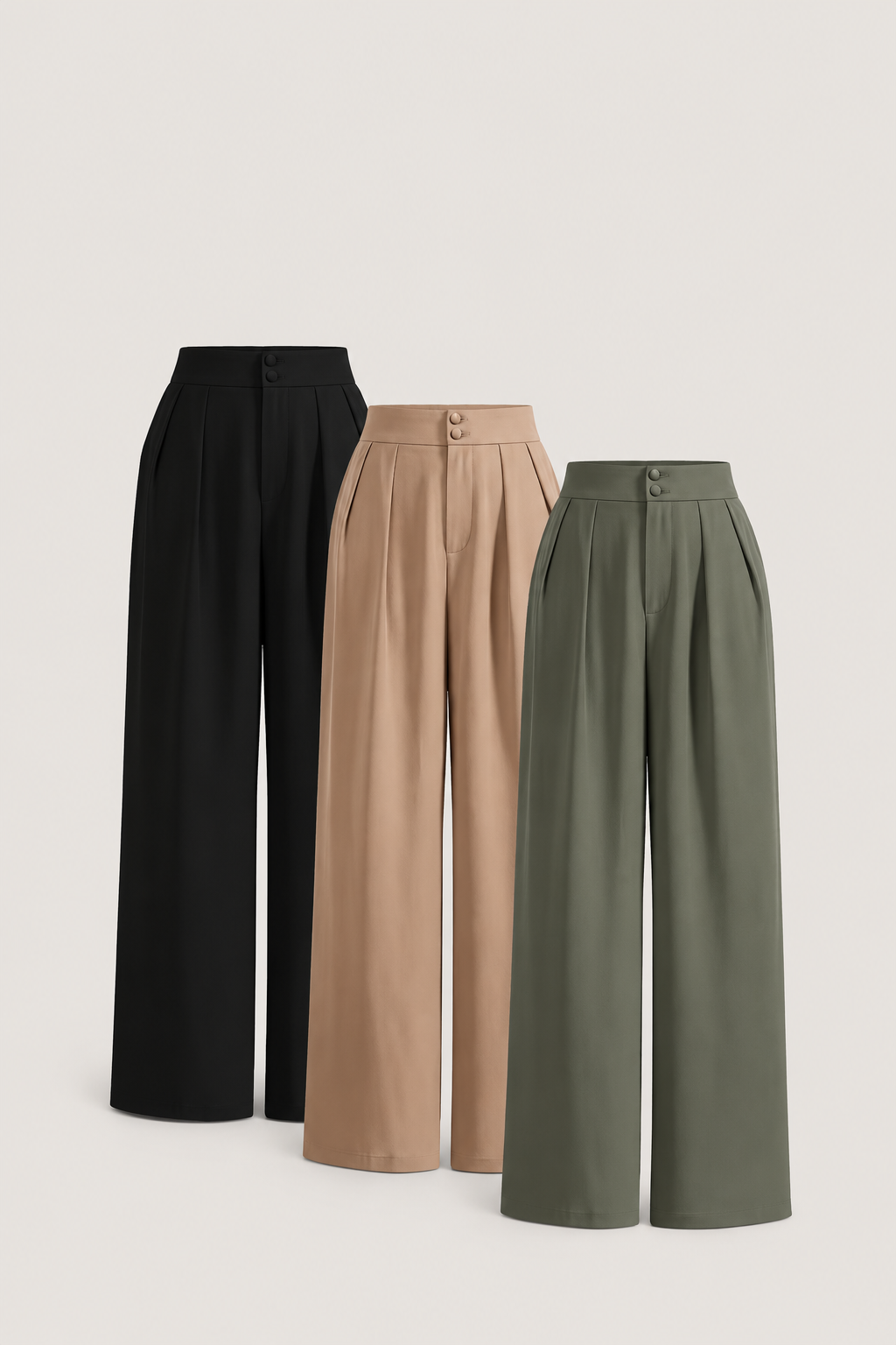 Women’s High Waist Wide Leg Pants Set (3 Pieces)