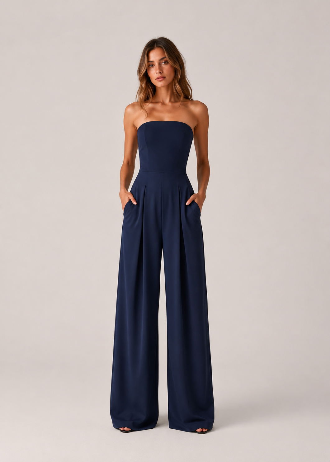 Women’s Strapless Tailored Wide-Leg Jumpsuit