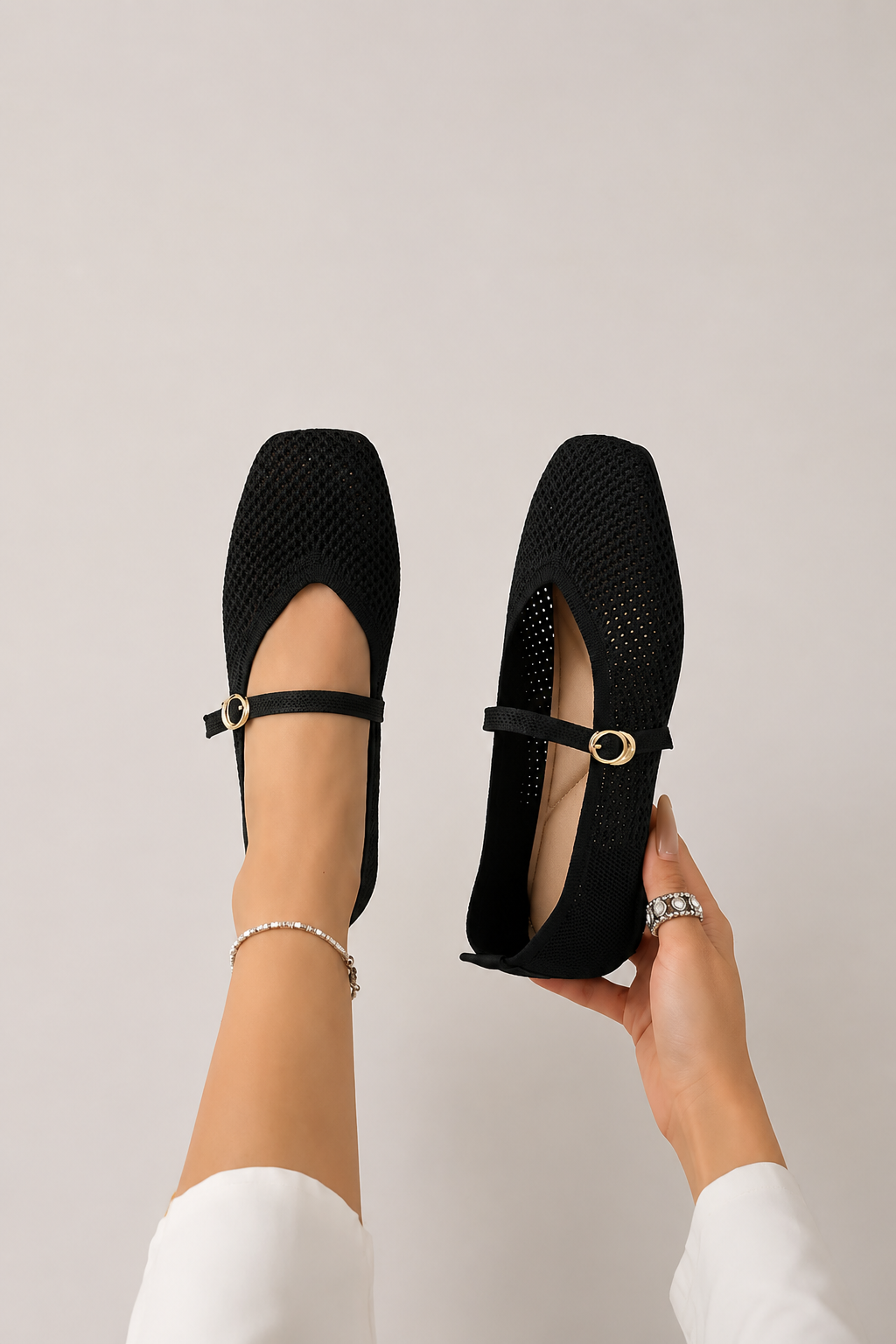 Women’s Knit Mary Jane Flat Shoes
