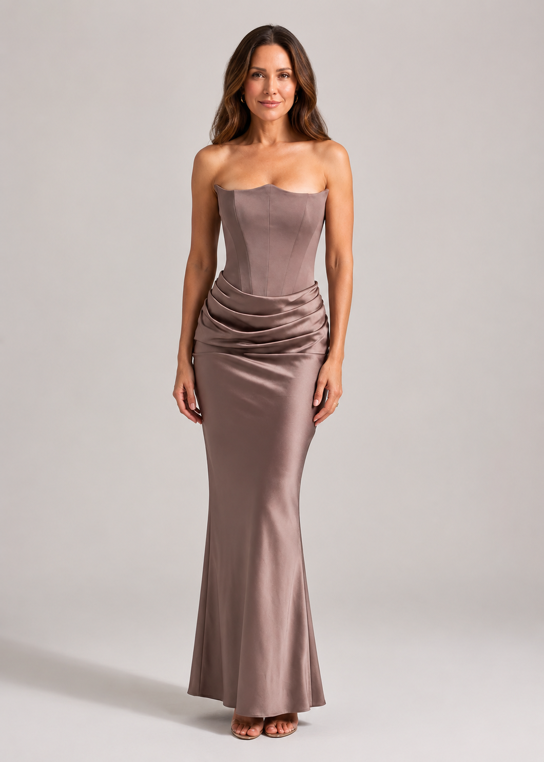 Women’s Strapless Draped Occasion Maxi Dress