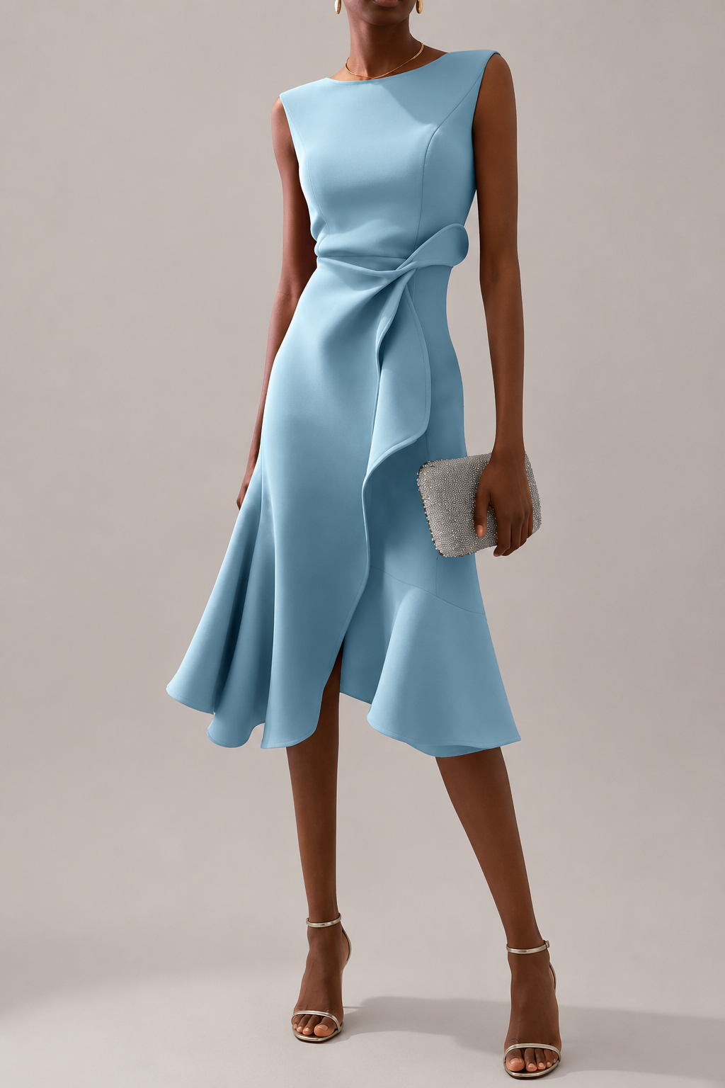 Women’s Draped Asymmetric Midi Dress