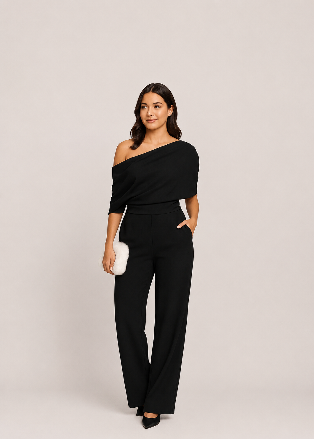 Women’s One-Shoulder Wide-Leg Jumpsuit