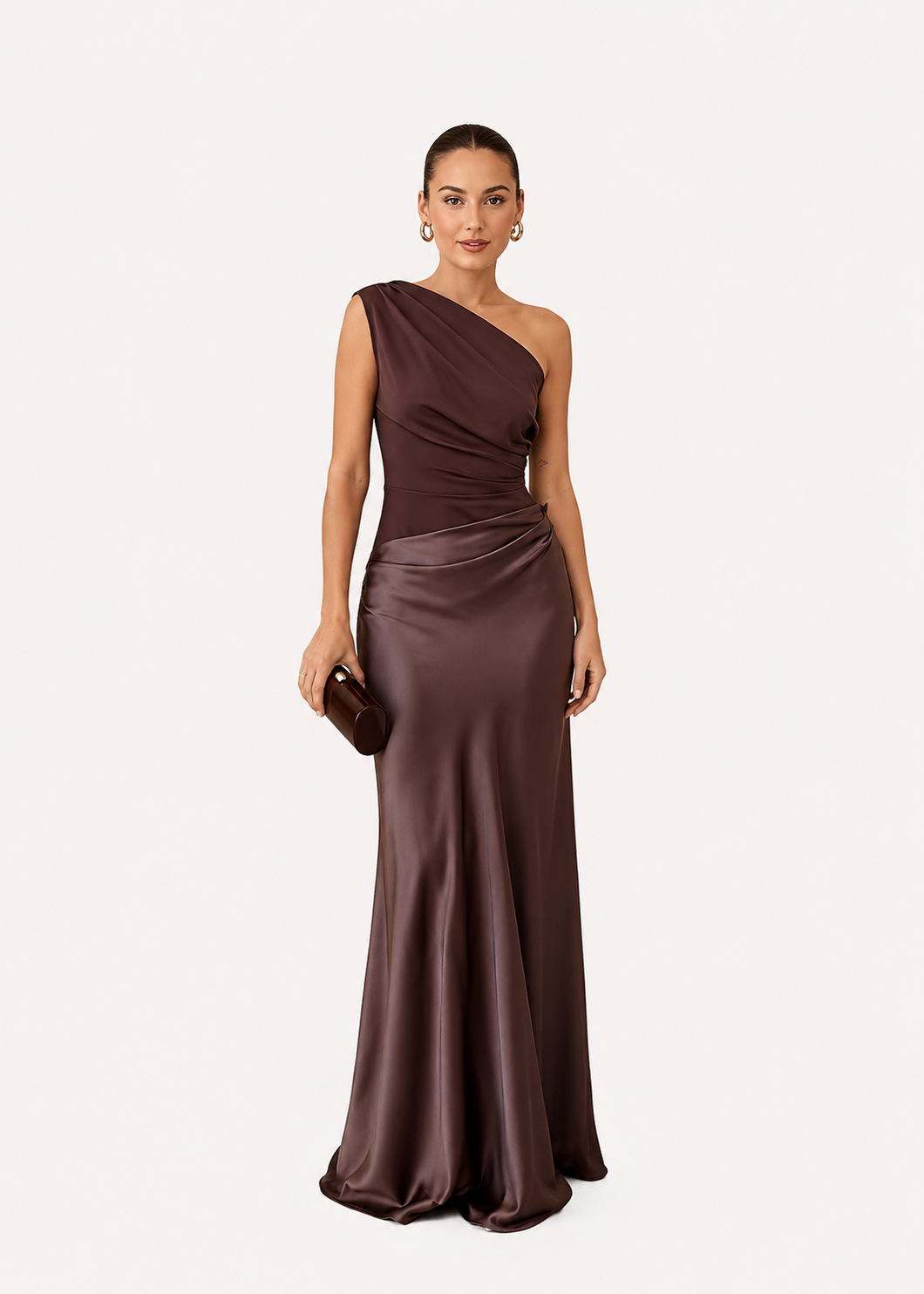 Women's One Shoulder Pleated Maxi Dress