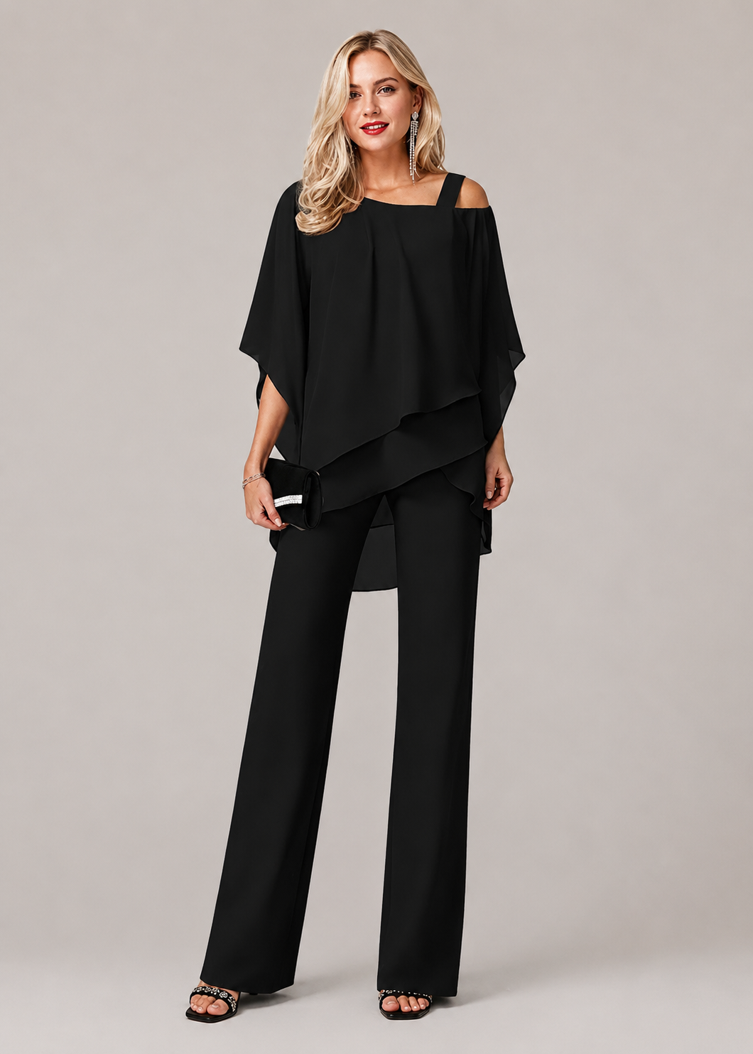 Women’s Cape Overlay Wide Leg Pant Set