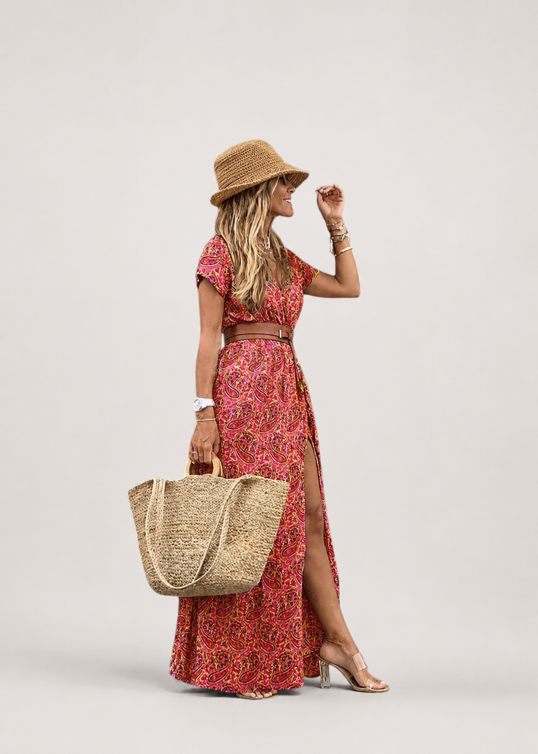 Women’s Printed V-Neck Maxi Dress